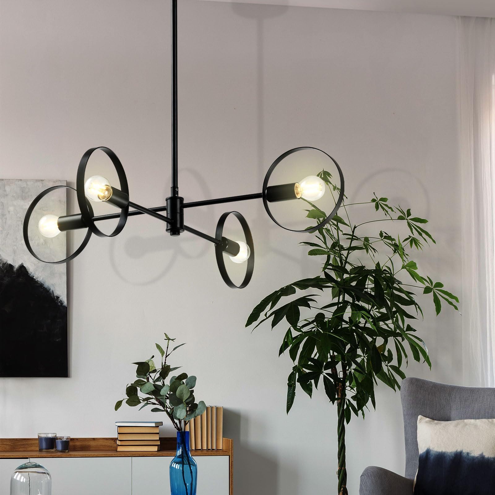 LQWELL Kronleuchter Modern Industrie Chandelier LED Pendelleuchte Hängeleuchte E14, ohne Leuchtmittel, Dieses Produkt enthält keine Glühbirnen, Retro Schreibtischlampe Esstischlampe, für Schlafzimmer Wohnzimmer Studio Hotel Treppe