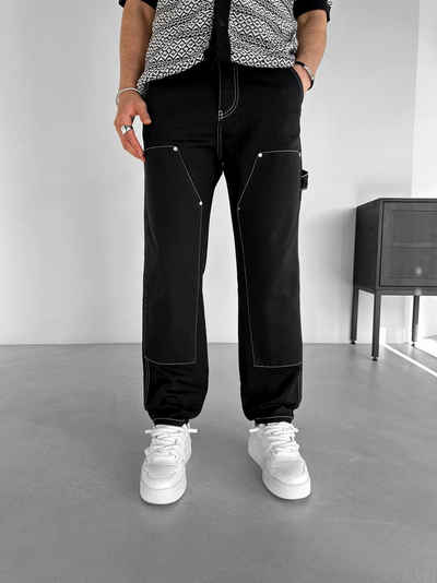 Abluka Bequeme Jeans DOUBLE KNEE WORK JEANS BLACK