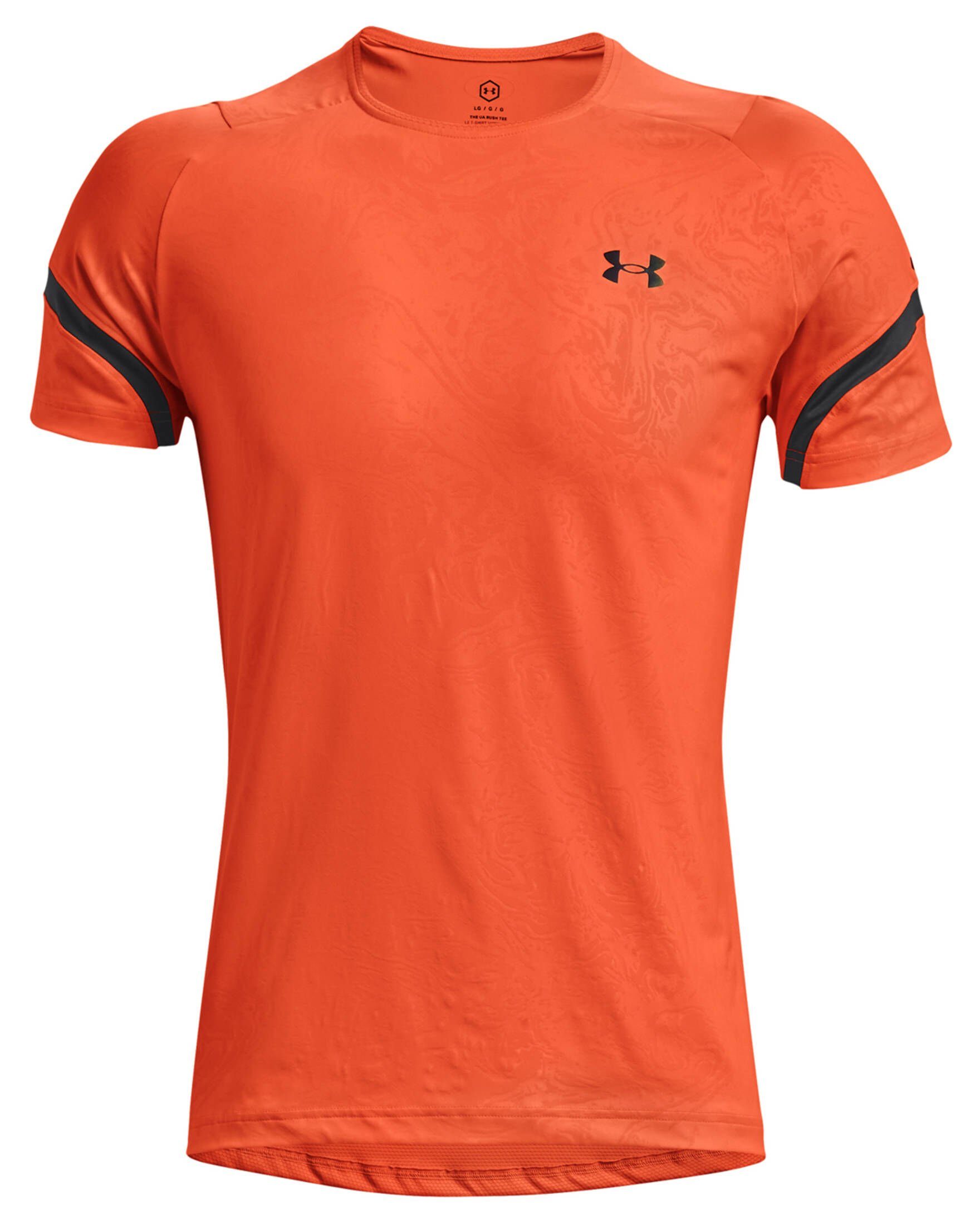 Under Armour® Laufshirt Herren T-Shirt UA RUSH 2.0 EMBOSS SS-BLK (1-tlg) orange mandarine (506)