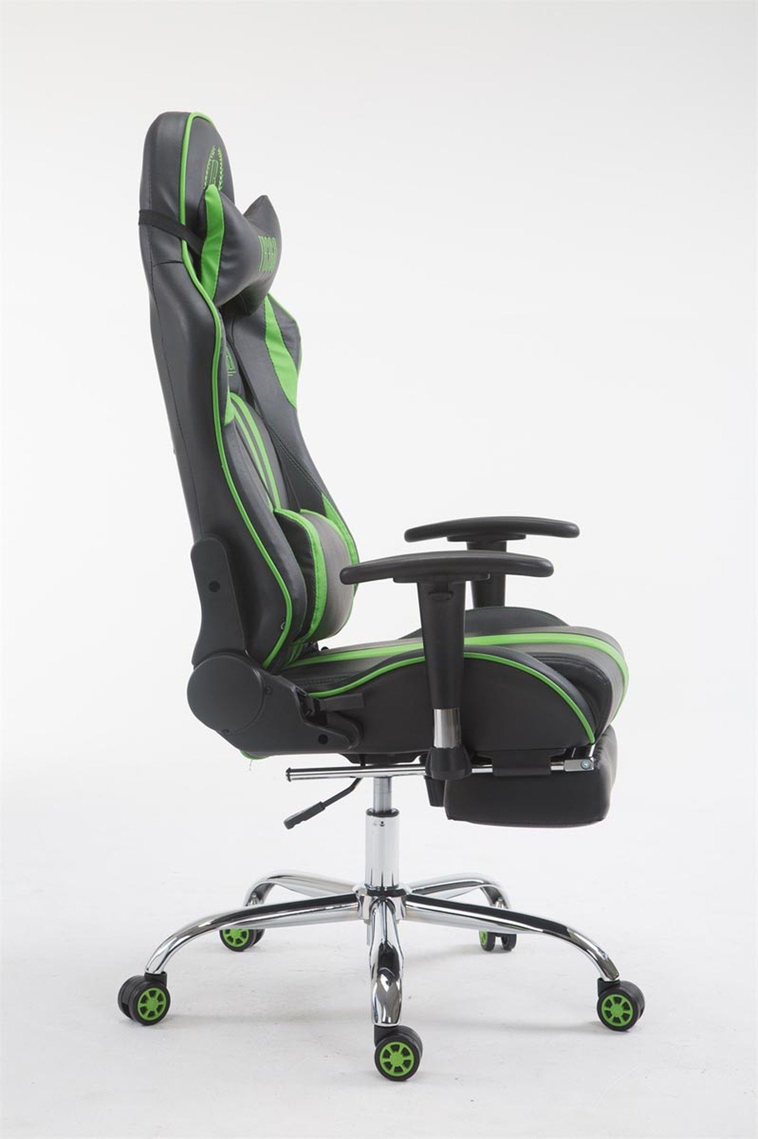 TPFLiving Gaming-Stuhl Limitless-2 mit - chrom - Chefsessel), 360° - drehbar Metall Gestell: schwarz/grün höhenverstellbar bequemer Kunstleder Drehstuhl, Gamingstuhl, Sitzfläche: Racingstuhl, Rückenlehne (Schreibtischstuhl