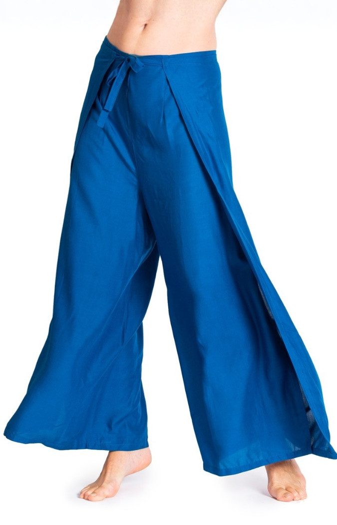 PANASIAM Palazzohose Hosenrock Damen aus leichter Viskose - elegante weite Palazzo Hose Wickelhose einfarbig - gerader Schnitt - luftige Sommerhose Boho Stil