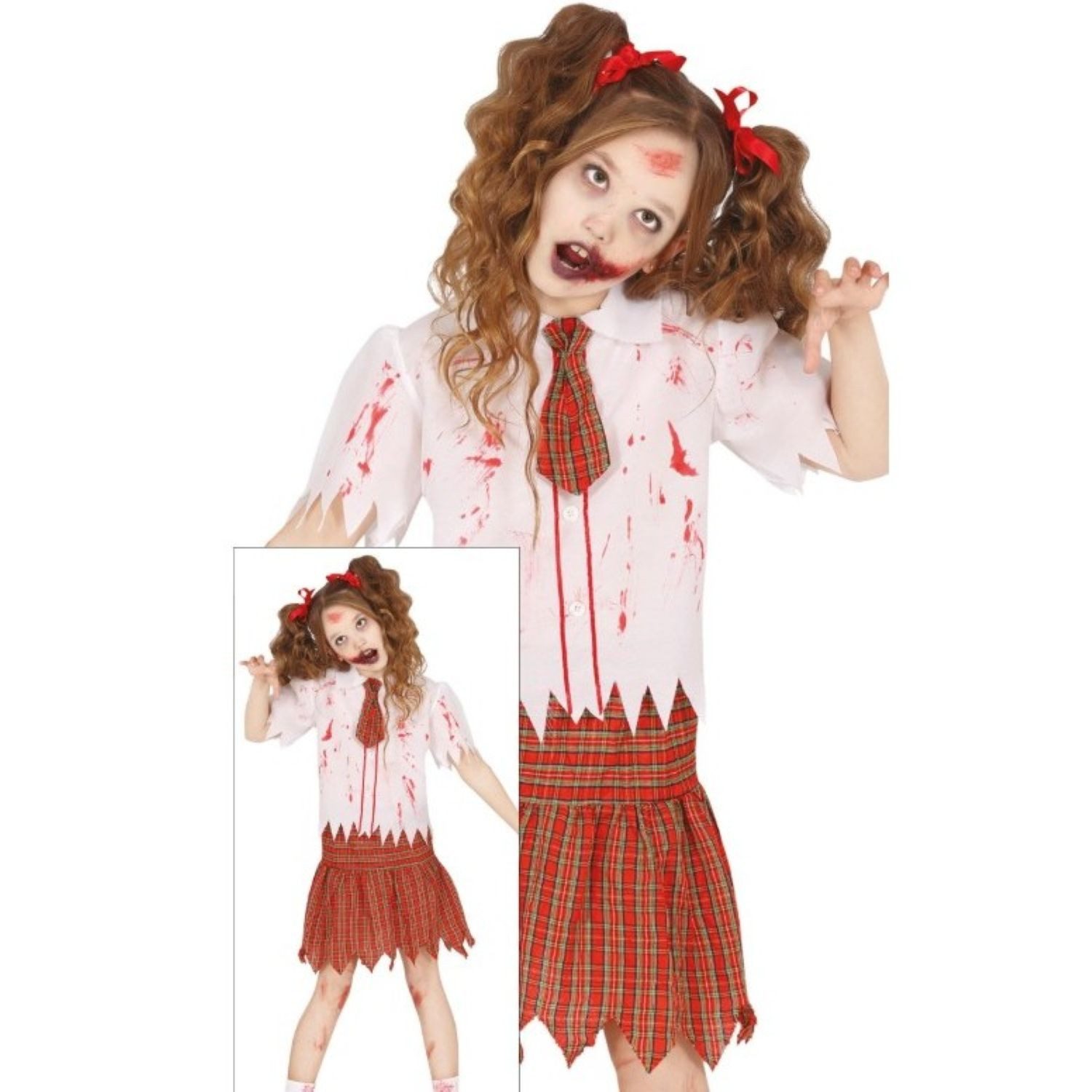 Fiestas Guirca Zombie-Kostüm Kostüm 'Zombie Schulmädchen' für Kinder, Rock, T-