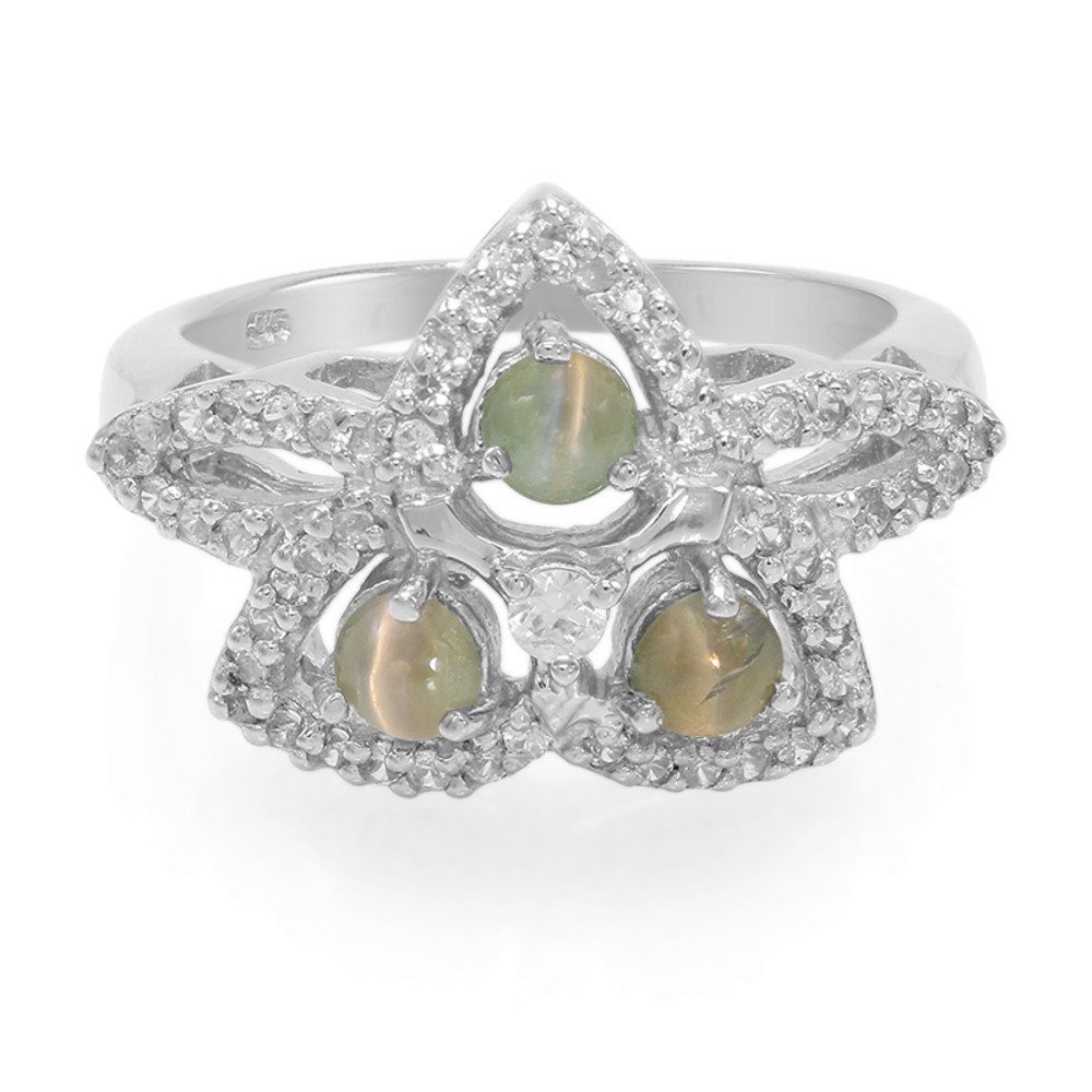 Cavill Silberring Silberring 0,57 ct Alexandrit Katzenauge mit Zirkon Blume günstig online kaufen