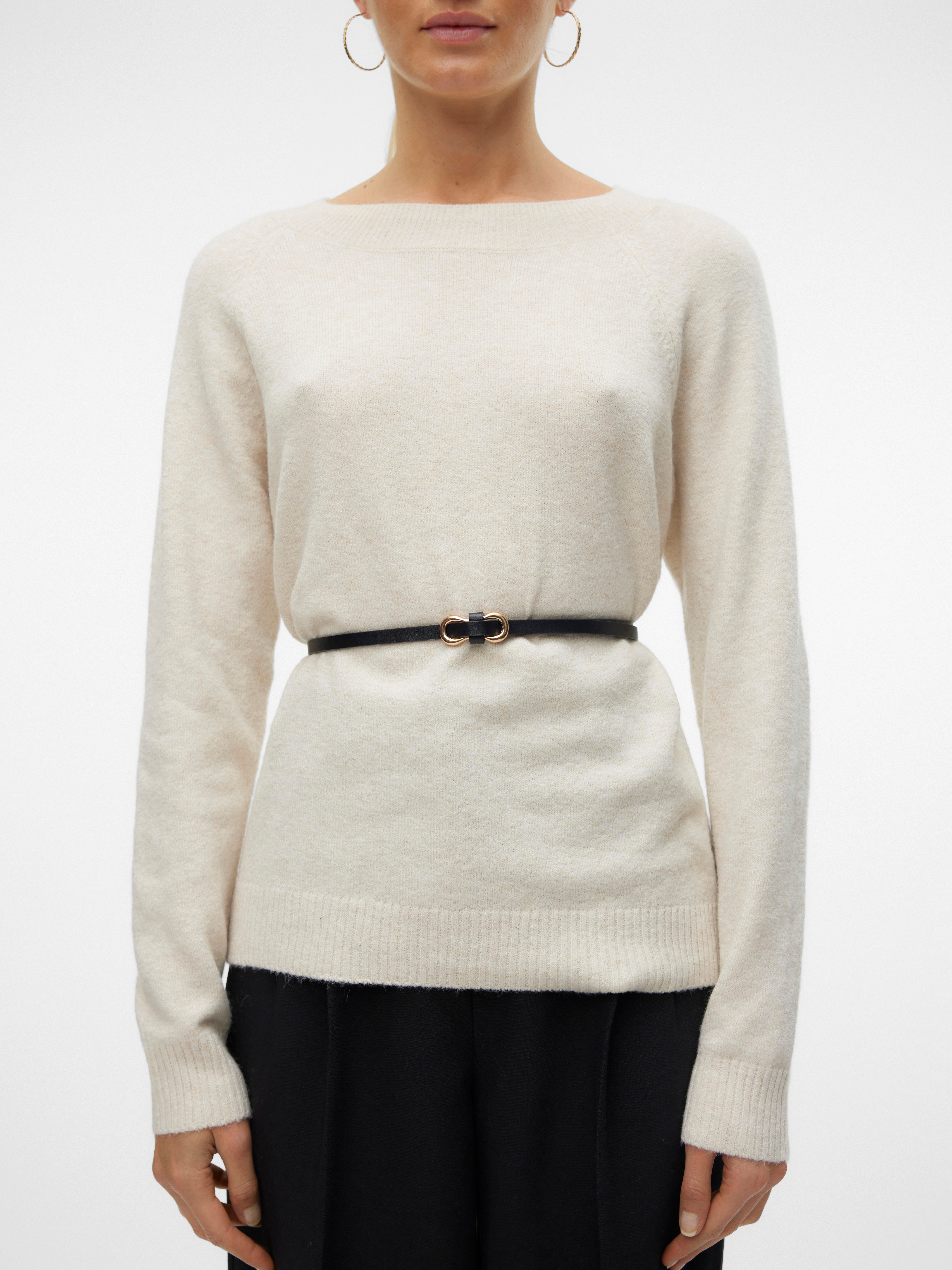 Vero Moda Rundhalspullover VMDOFFY in melierter Optik