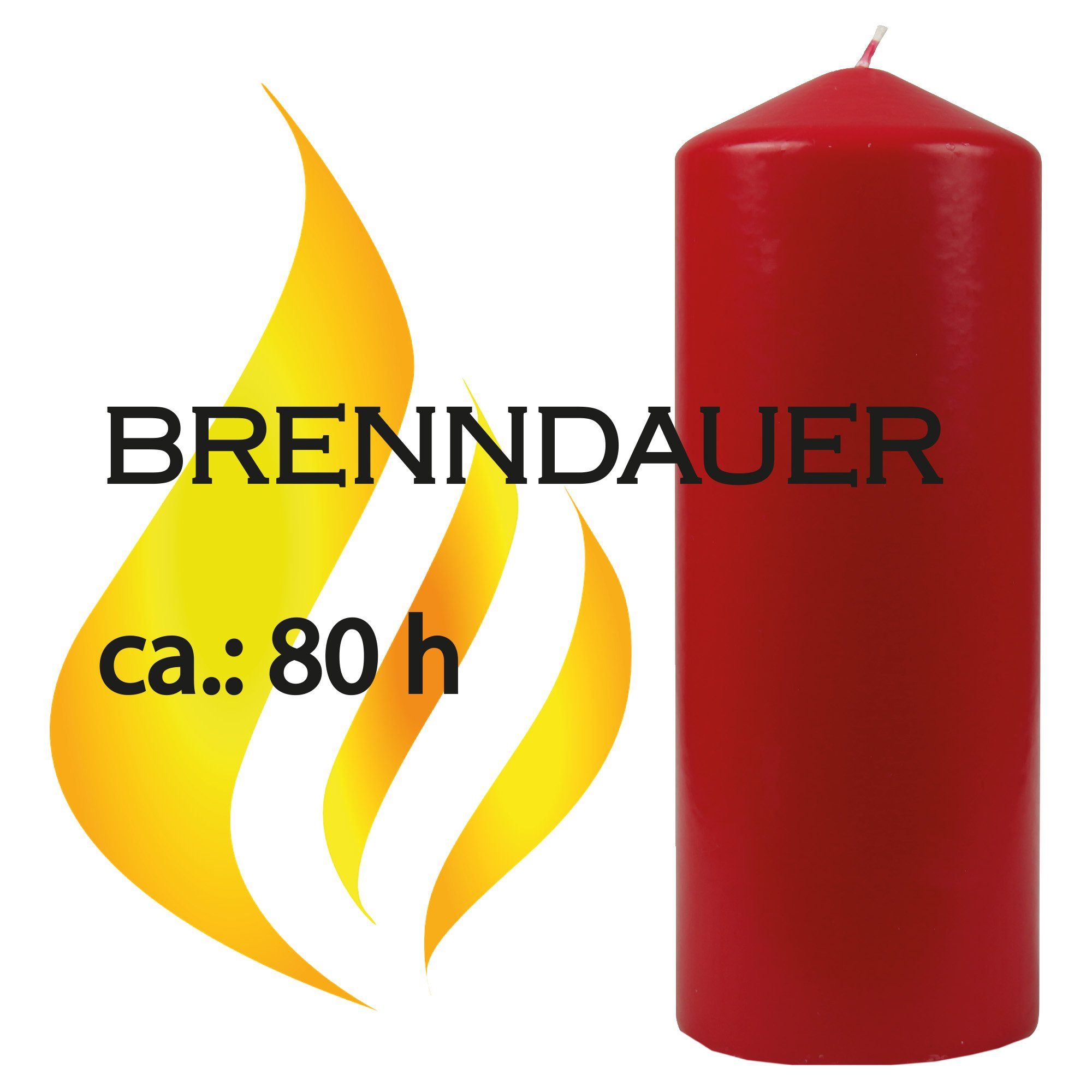 - (1-tlg), Rubinrot Candle Stumpenkerze viele Adventskerze x Weihnachtskerze, Farben HS Ø8cm 20cm Wachskerzen