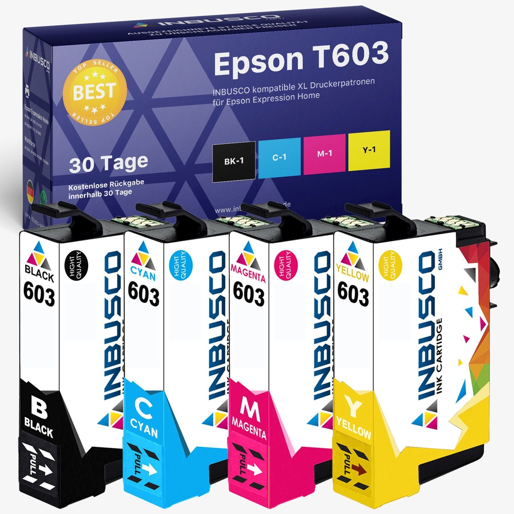 Inbusco Tintenpatronen T603 BK, MG, YE, CY kompatibel mit Epson Express ... Tintenpatrone