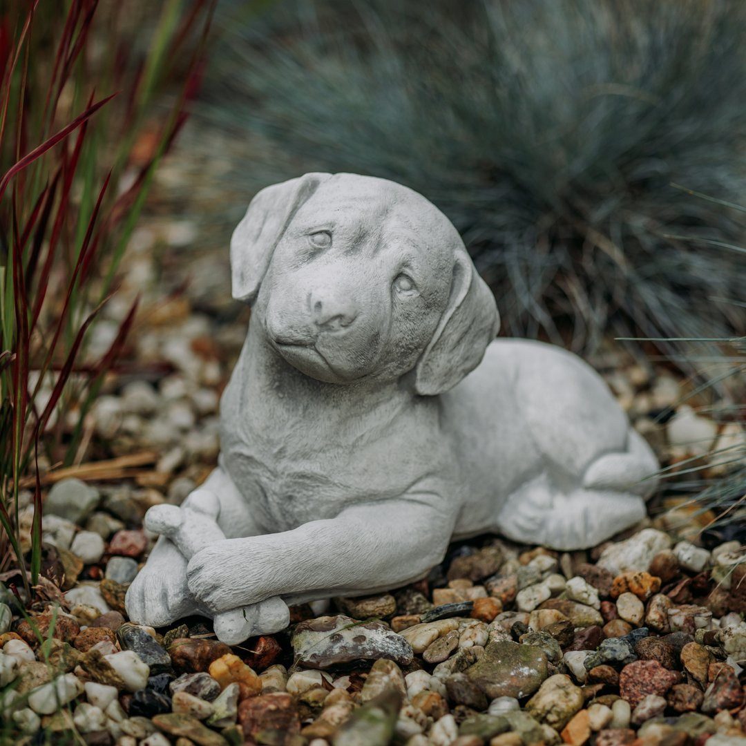gartendekoparadies.de Gartenfigur Hund Labrador Statue, Steinfigur, H. 24 cm, 12 kg, Frostsicher