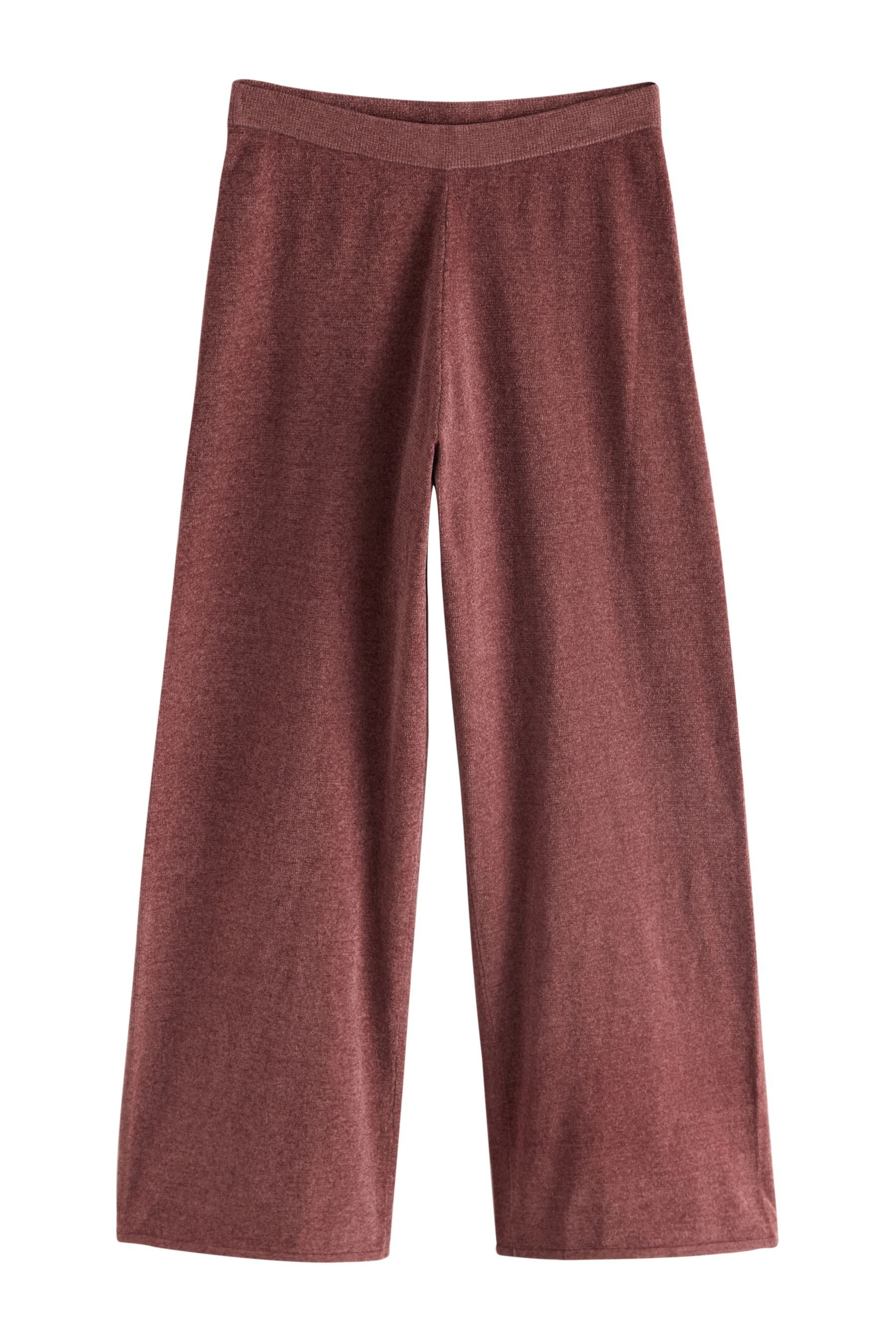 Jogginghose Hose aus Chenille-Strick mit weitem Bein