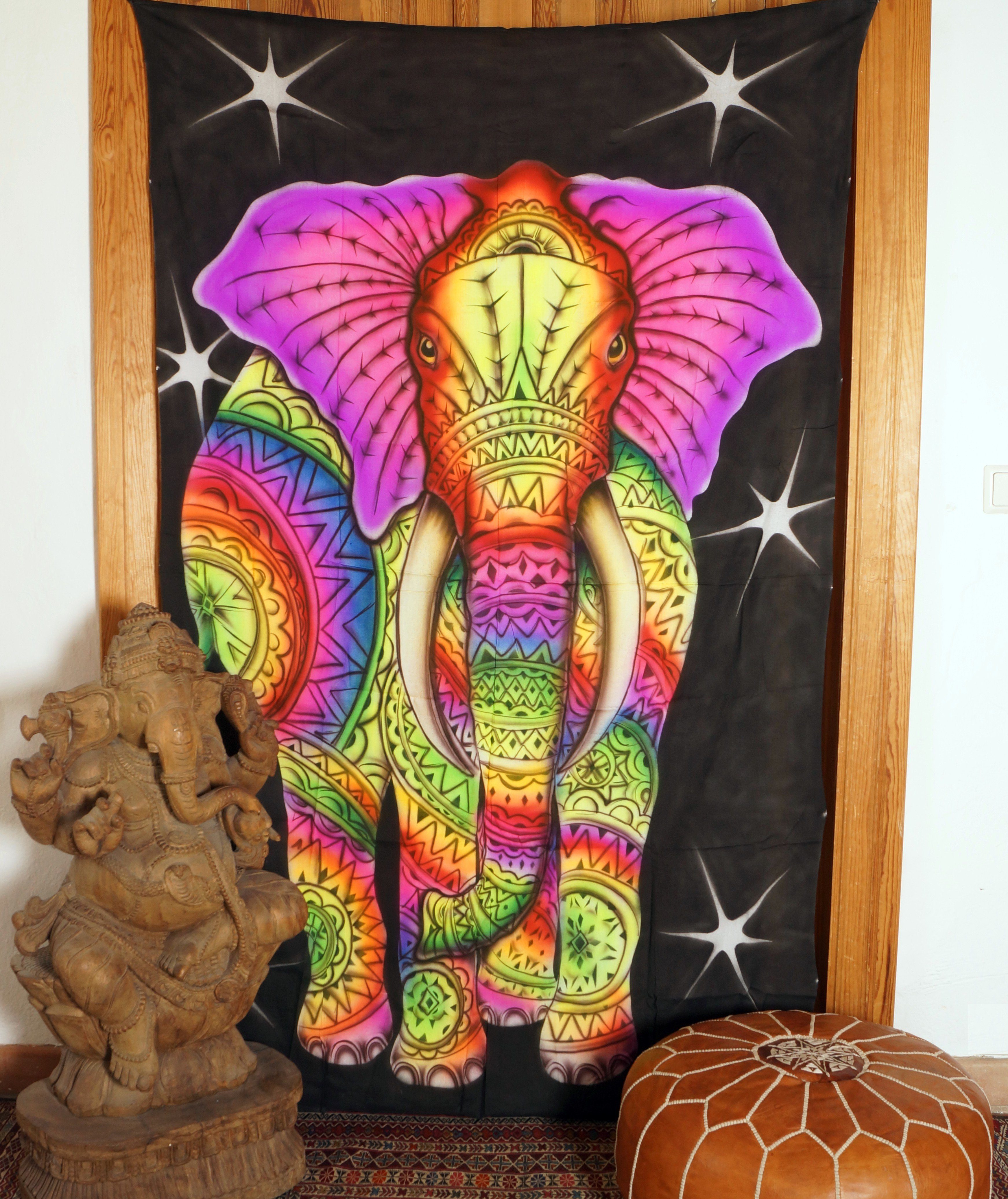 Wandteppich Goa Wandtuch, UV Schwarzlicht Wandbehang,.., Guru-Shop, Höhe: 200 mm