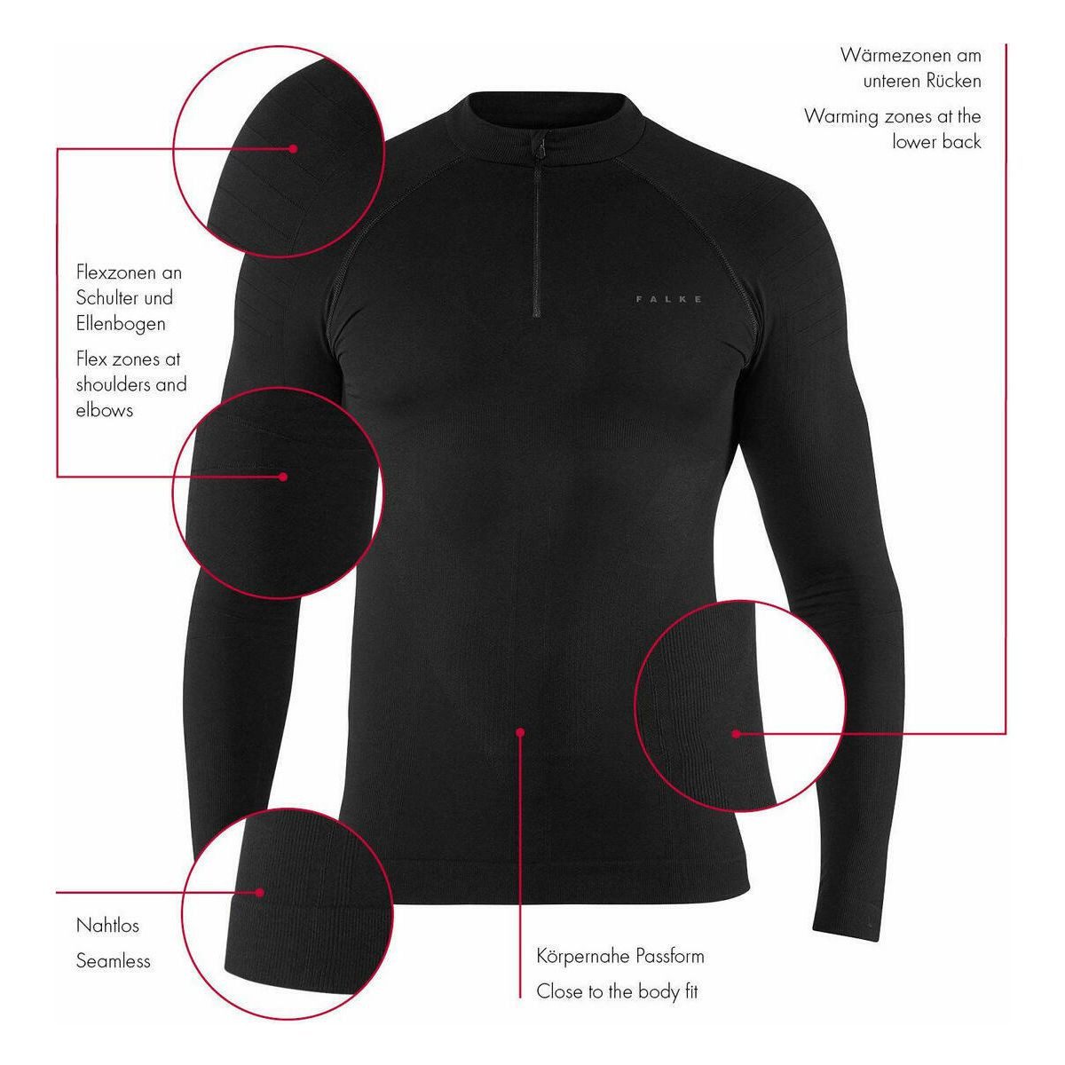 FALKE Funktionsunterhemd Herren Langarmshirt Warm Hochwertiges Langarmshirt für Herren, das bei kälterem Wetter warm