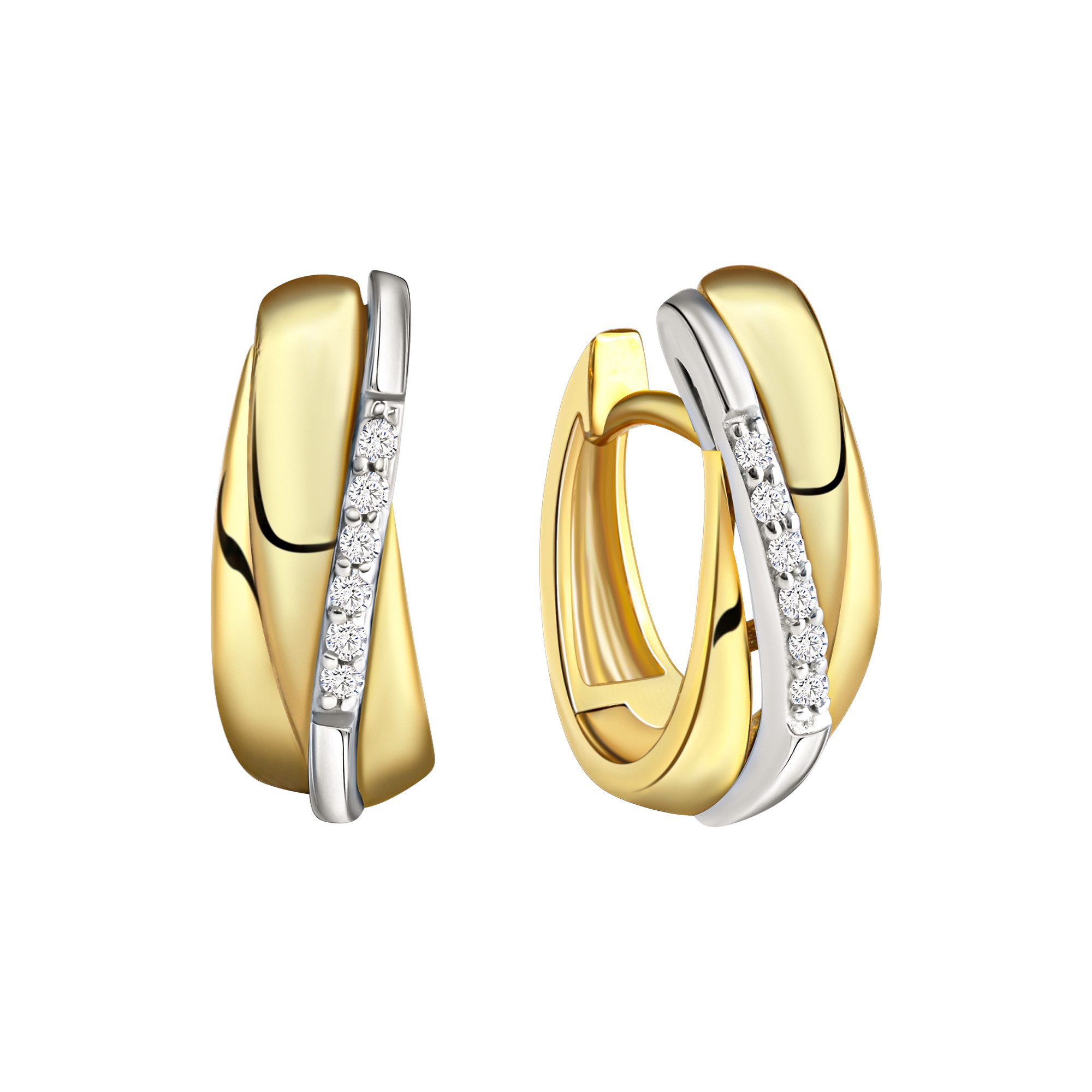 Paar Creolen 375/- Gelbgold Weißgold
