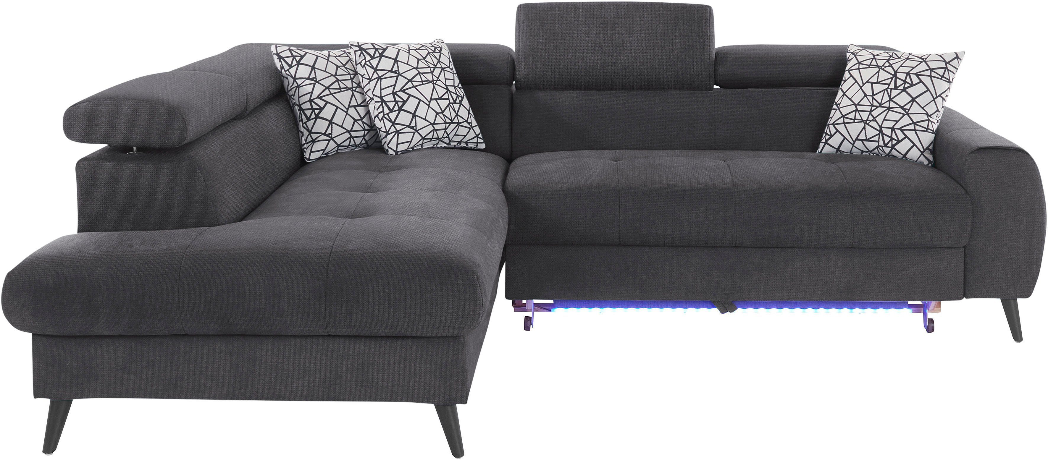 COTTA Ecksofa "Mia L-Form mit 3 Zierkissen", wahlweise mit Bettfunktion, Be günstig online kaufen
