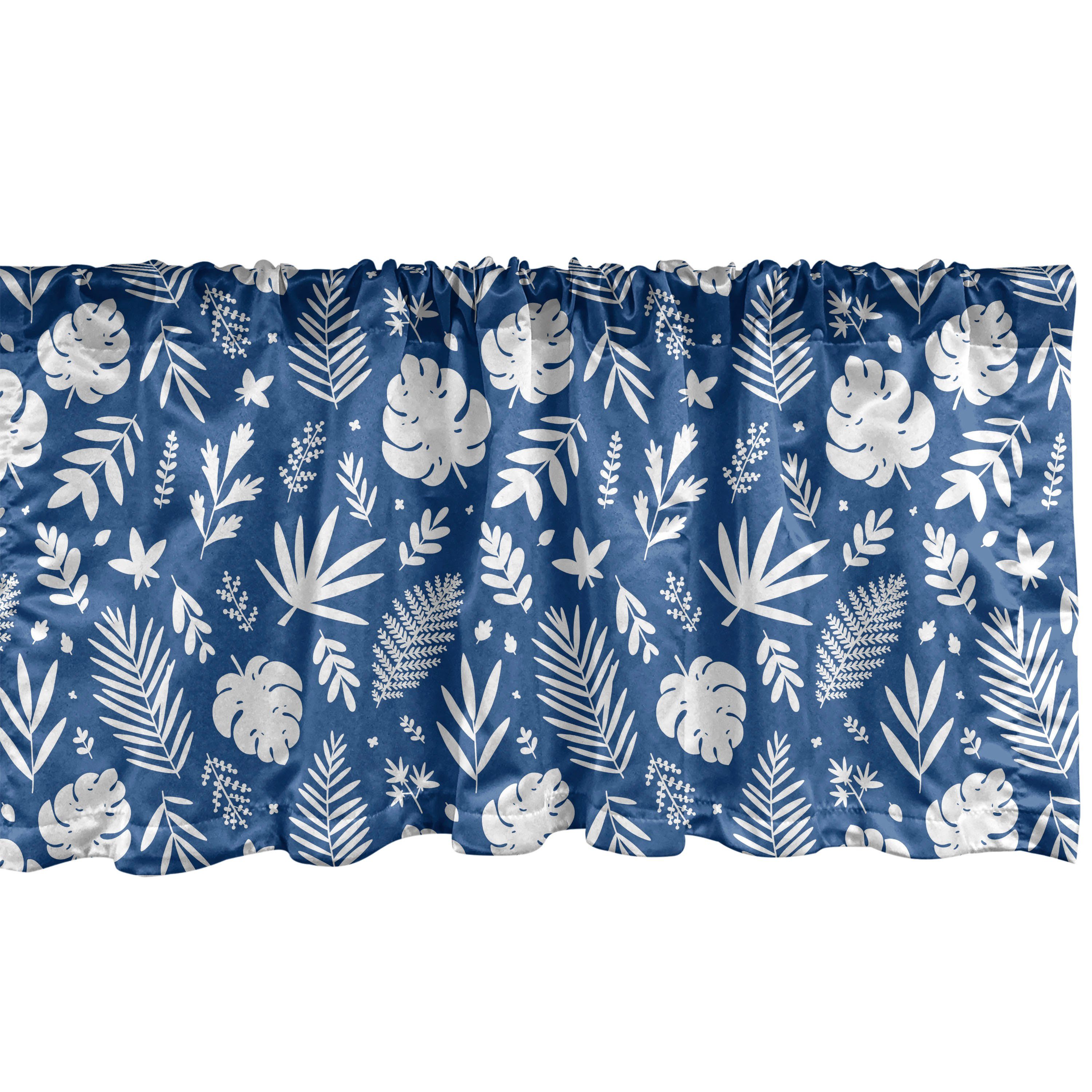 Scheibengardine Vorhang Volant für Küche Schlafzimmer Dekor mit Stangentasche, Abakuhaus, Microfaser, Botanisch Blumenwald Blätter Kunst