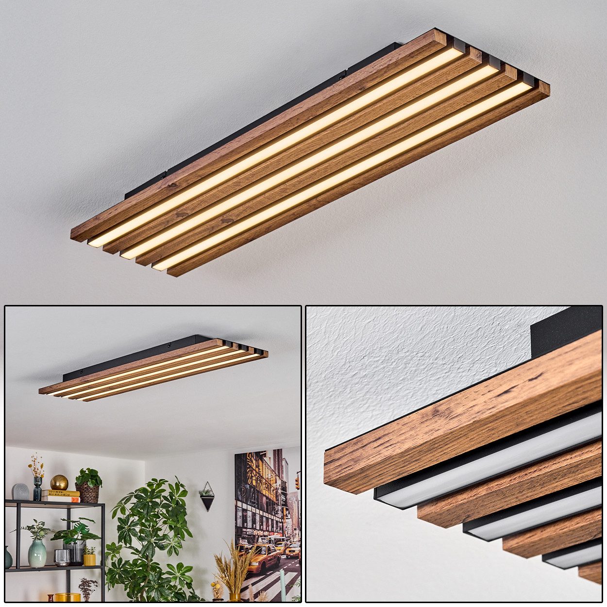 hofstein Deckenleuchte Deckenpanel aus Metall/MDF/Kunststoff in günstig online kaufen