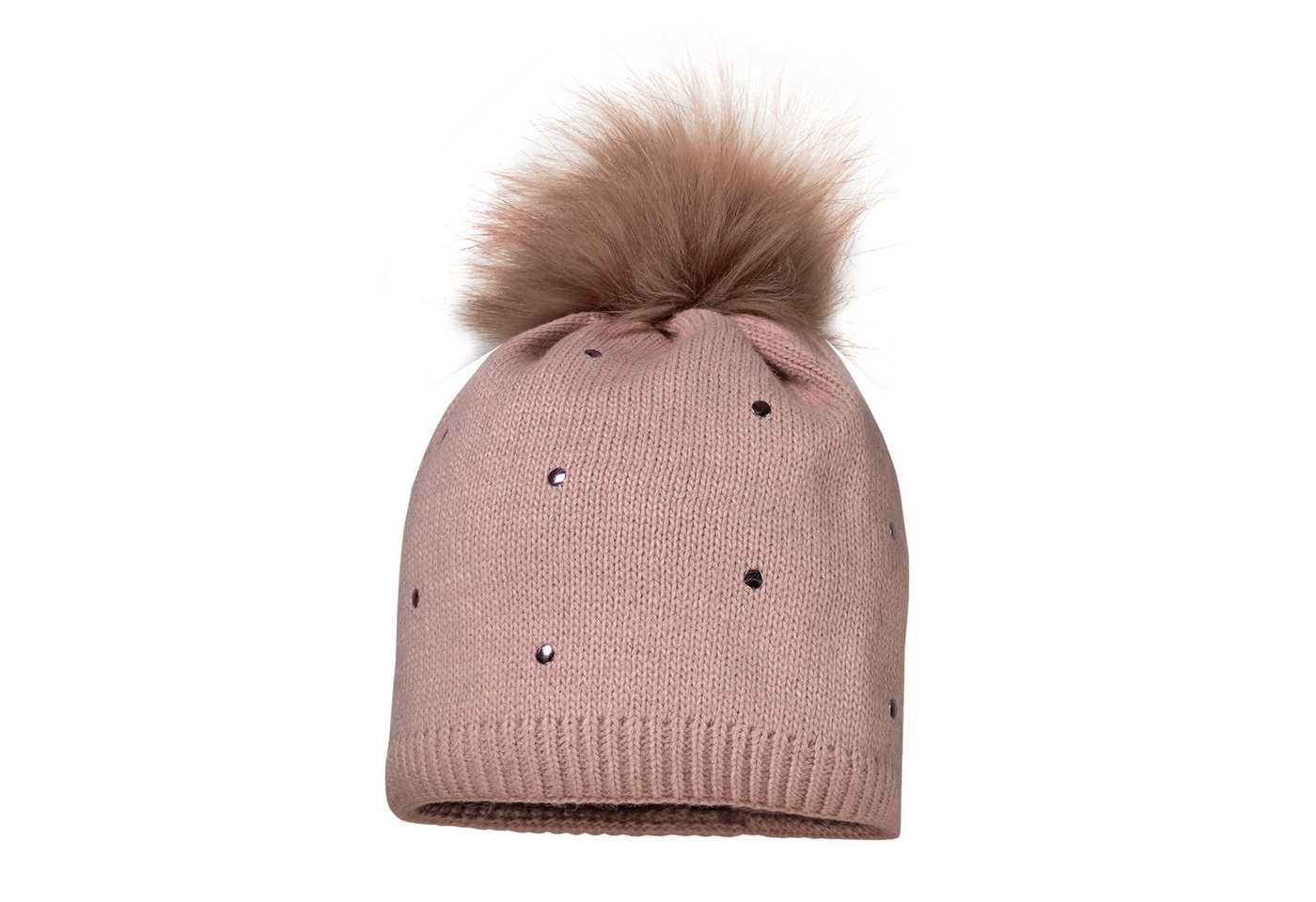 MAXIMO Strickmütze MINI GIRL-Mütze, Studs Kunstfellpompon, Vollfutter (1-St)