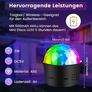 Welikera Discolicht 2 Stück Discokugel 5V Partylicht,RGB Partylicht USB Stimmungslicht