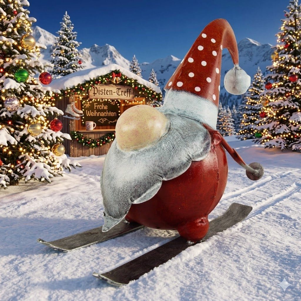 Medusa Dekofigur Wichtel auf Ski (1 St)