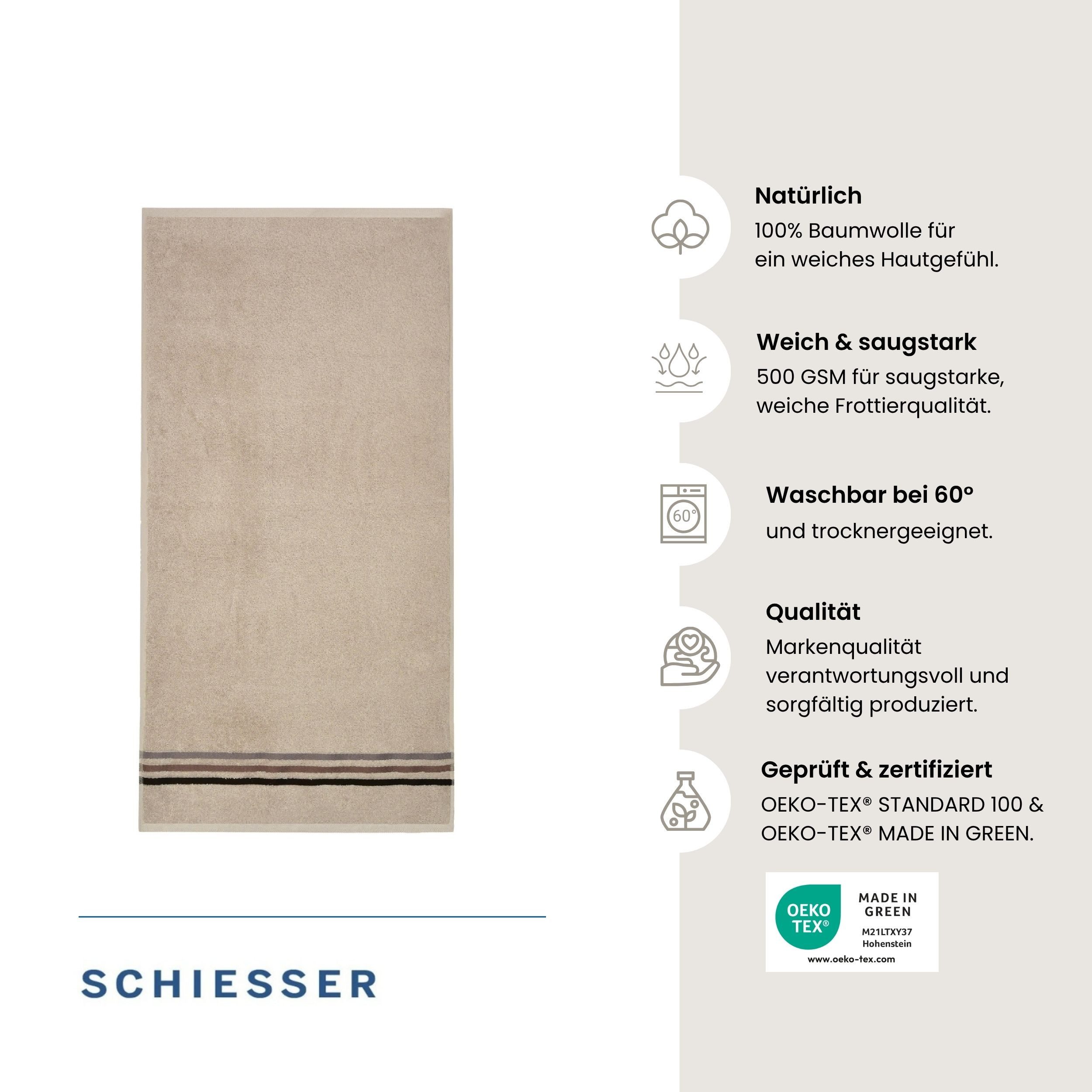 Schiesser Duschtücher Skyline Color aus 100 % Baumwolle mit eleganter Streifenbordüre, Frottier (Set, 2-St), OEKO-TEX® MADE IN GREEN – Bild 2 von 5