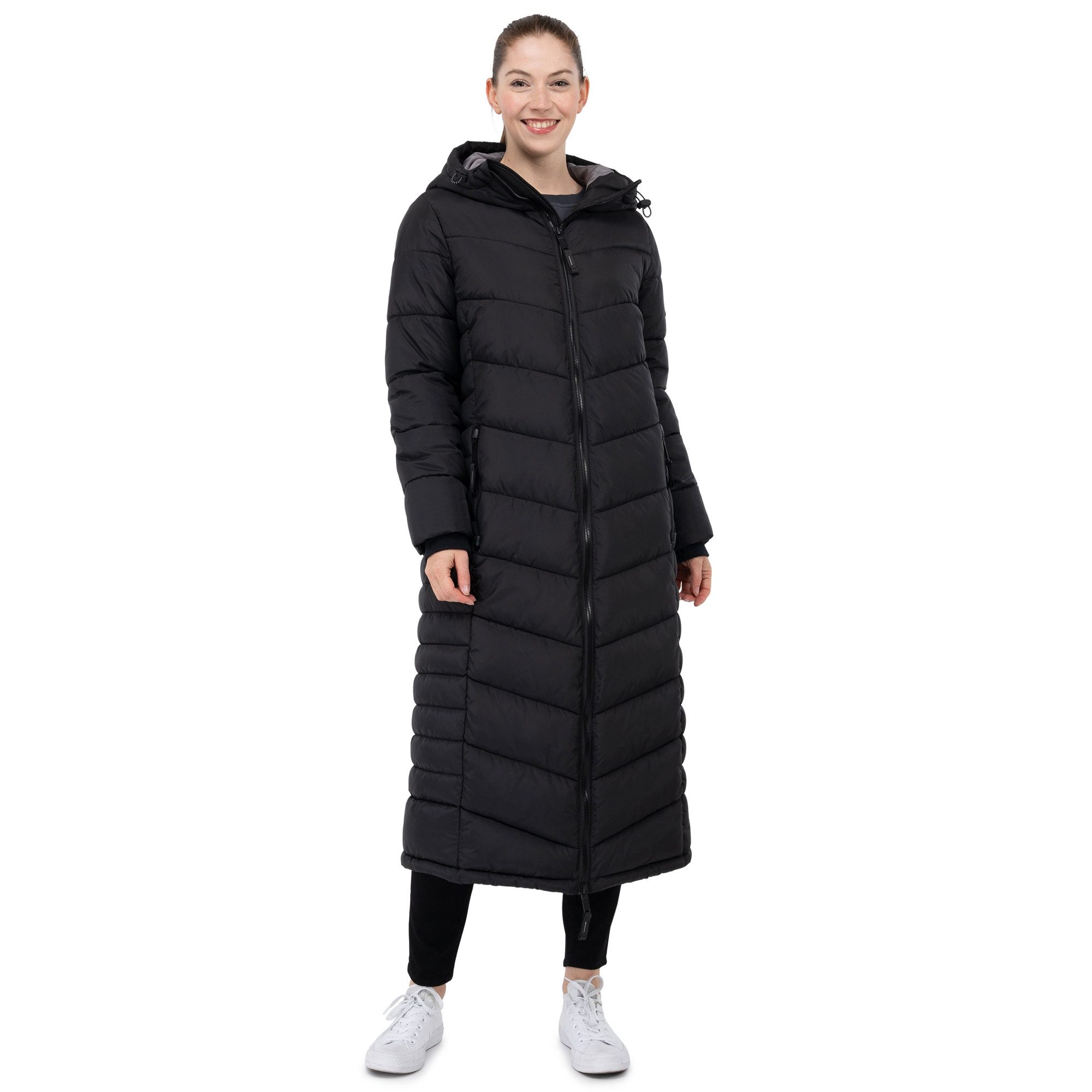 SUBLEVEL Steppjacke Damen Mantel mit Kapuze extra lange Winter Jacke Parka günstig online kaufen