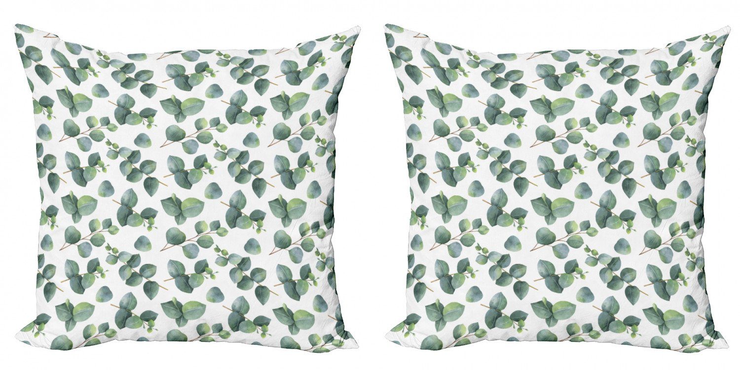 Doppelseitiger Stück), Kissenbezüge Blatt Eucalyptus (2 Aquarell Abakuhaus Modern Digitaldruck, Accent Kunst