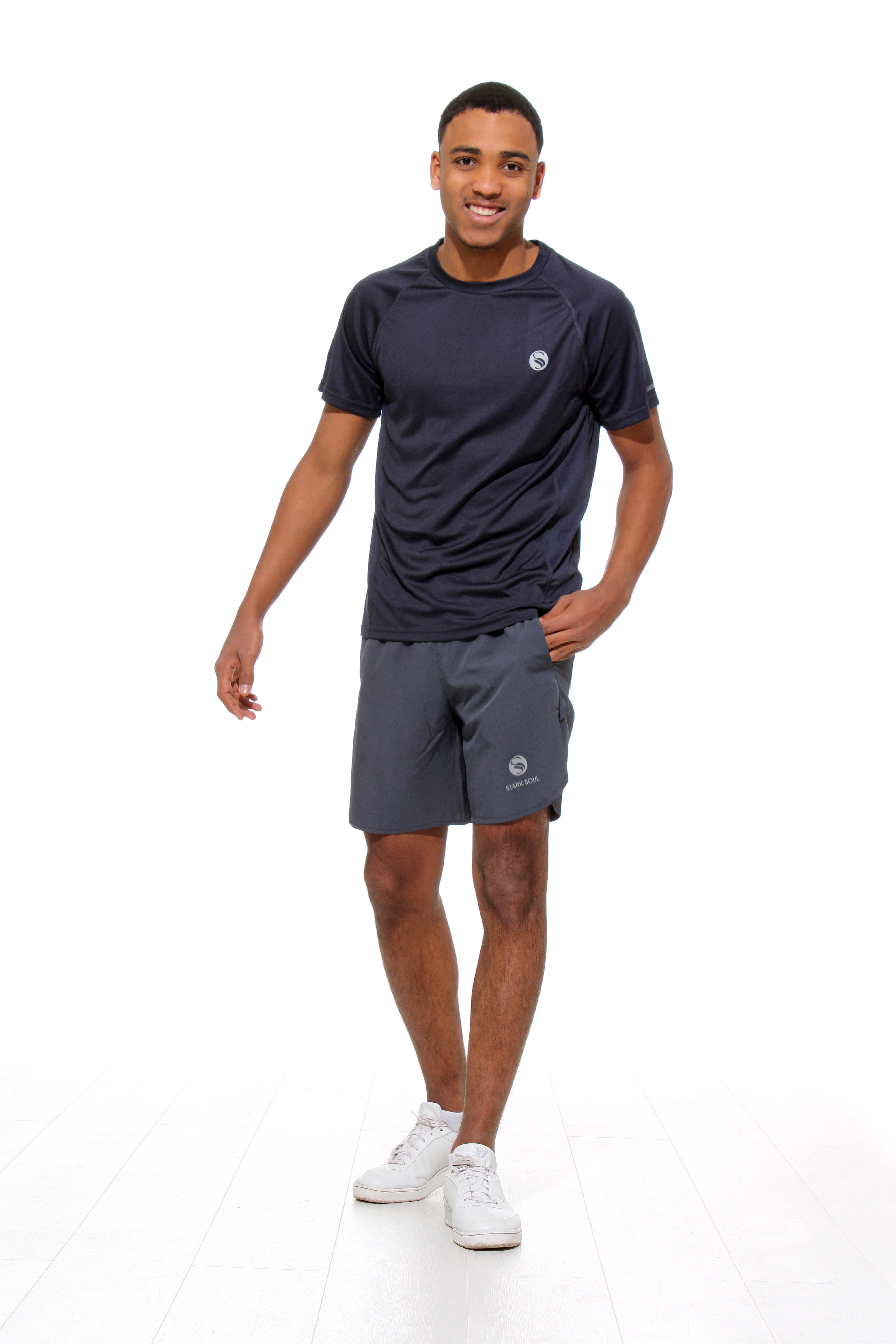 Stark Soul® Funktionsshirt Sportshirt, Fitness "Reflect", seitlichen Mesh-Einsätzen Kurzarm T-Shirt Grau mit Funktionsshirt