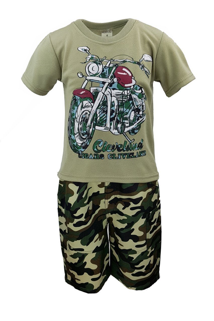 Camouflage + Shirt in Hessis Shirt Jungen & Shorts Hose Sport- & Freizeitset, js11 Grün