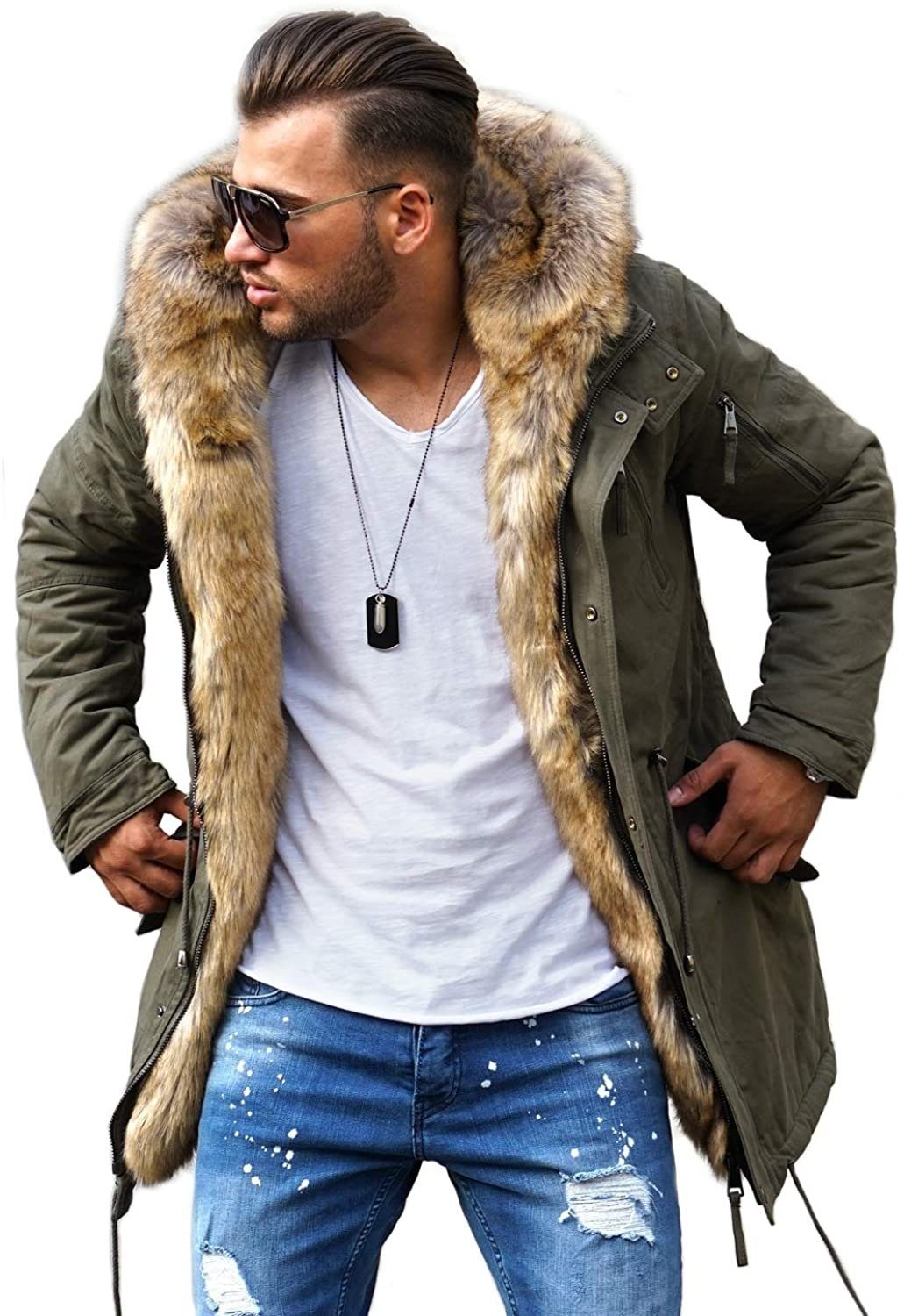 mit behype BHTYLER khaki abnehmbarem Kunstfell Parka