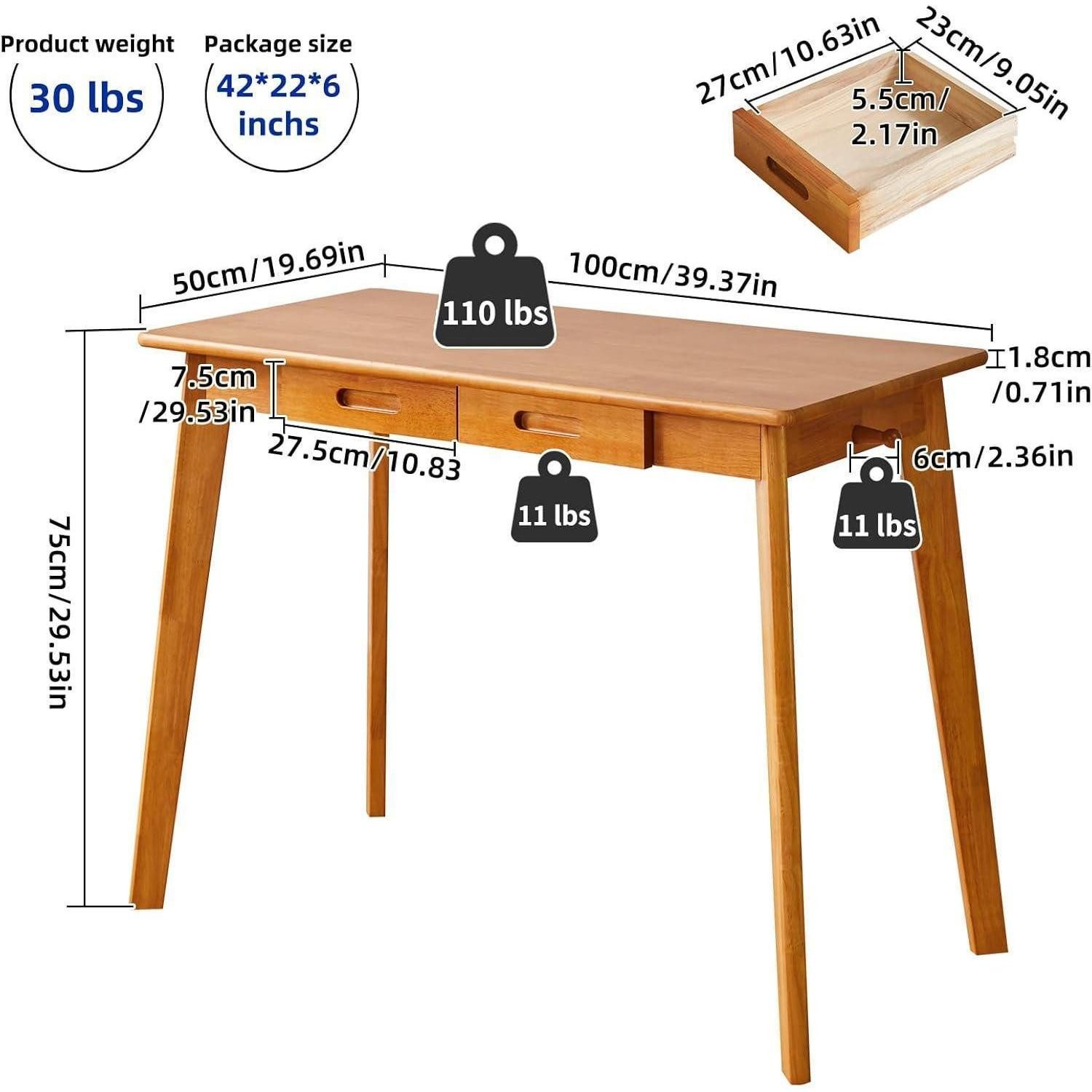 LuxusKollektion Schreibtisch Holz-Schreibtisch mit Schublade und Hängestange, Kleiner Computertisch