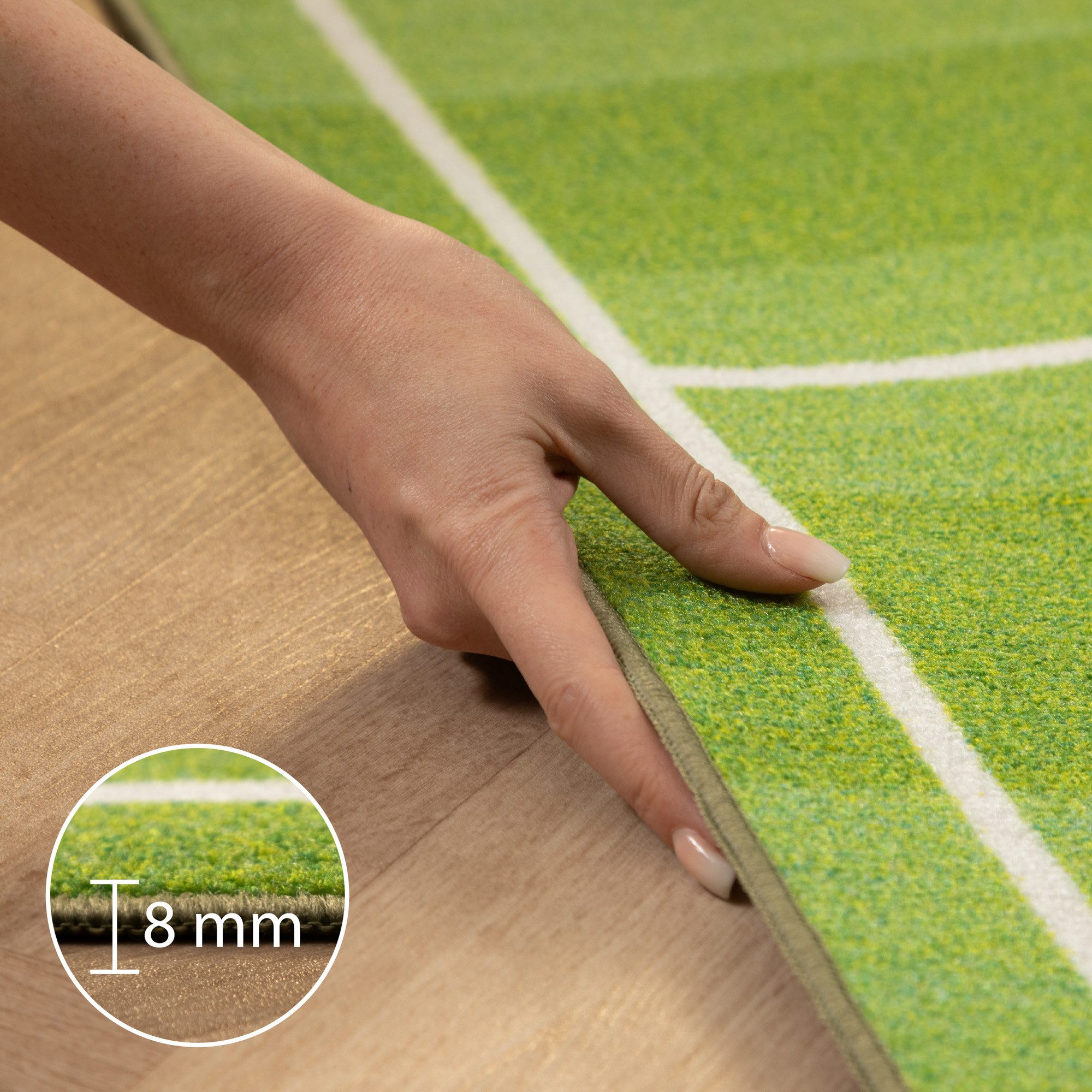 Carpettex Kinderteppich Fußballstadion, Rechteckig, Höhe: 7 mm, Kinderteppich Fußballstadion Teppich Kinderzimmer Rutschfest Waschbar