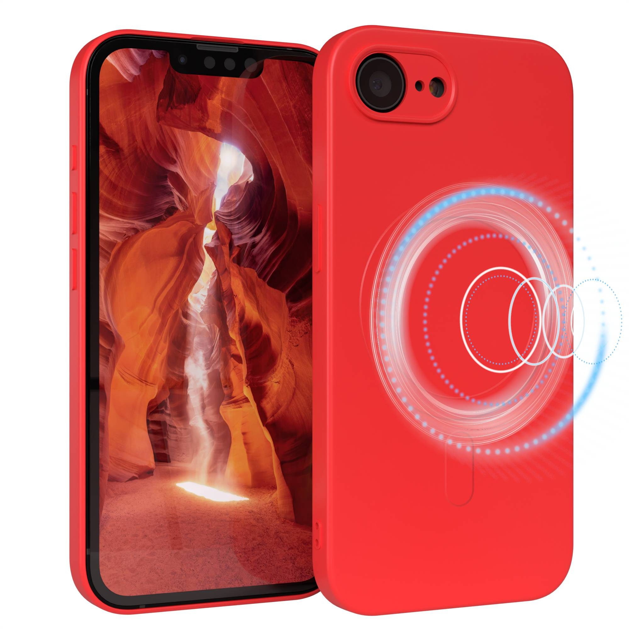 EAZY CASE Handyhülle TPU Hülle mit/-ohne MagSafe Apple iPhone 16e 6,1 Zoll, Schutzhülle aus TPU mit Kameraschutz Handycover MagSafe elastisch Rot