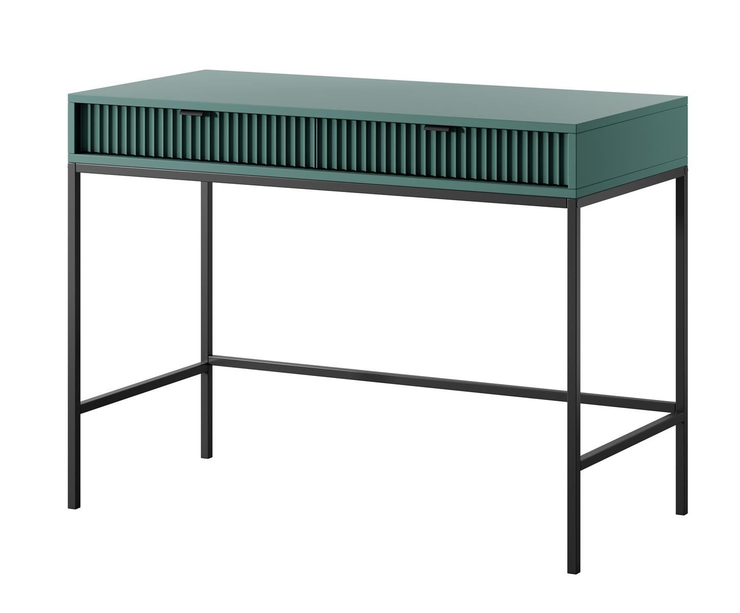 Compleo Konsolentisch mit 2 Schubladen NANCY, Gold/schwarz griffe, Fronten gefräst