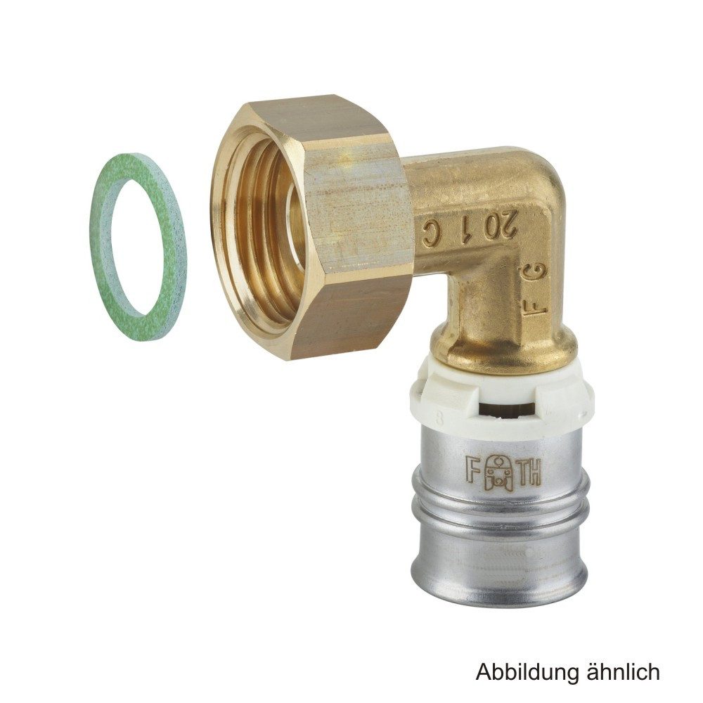 Fränkische Rohrwerke Wasserrohr Alpex Winkel-Übergangsverschraubung Messing flachdichtend, 20 mm x G 3