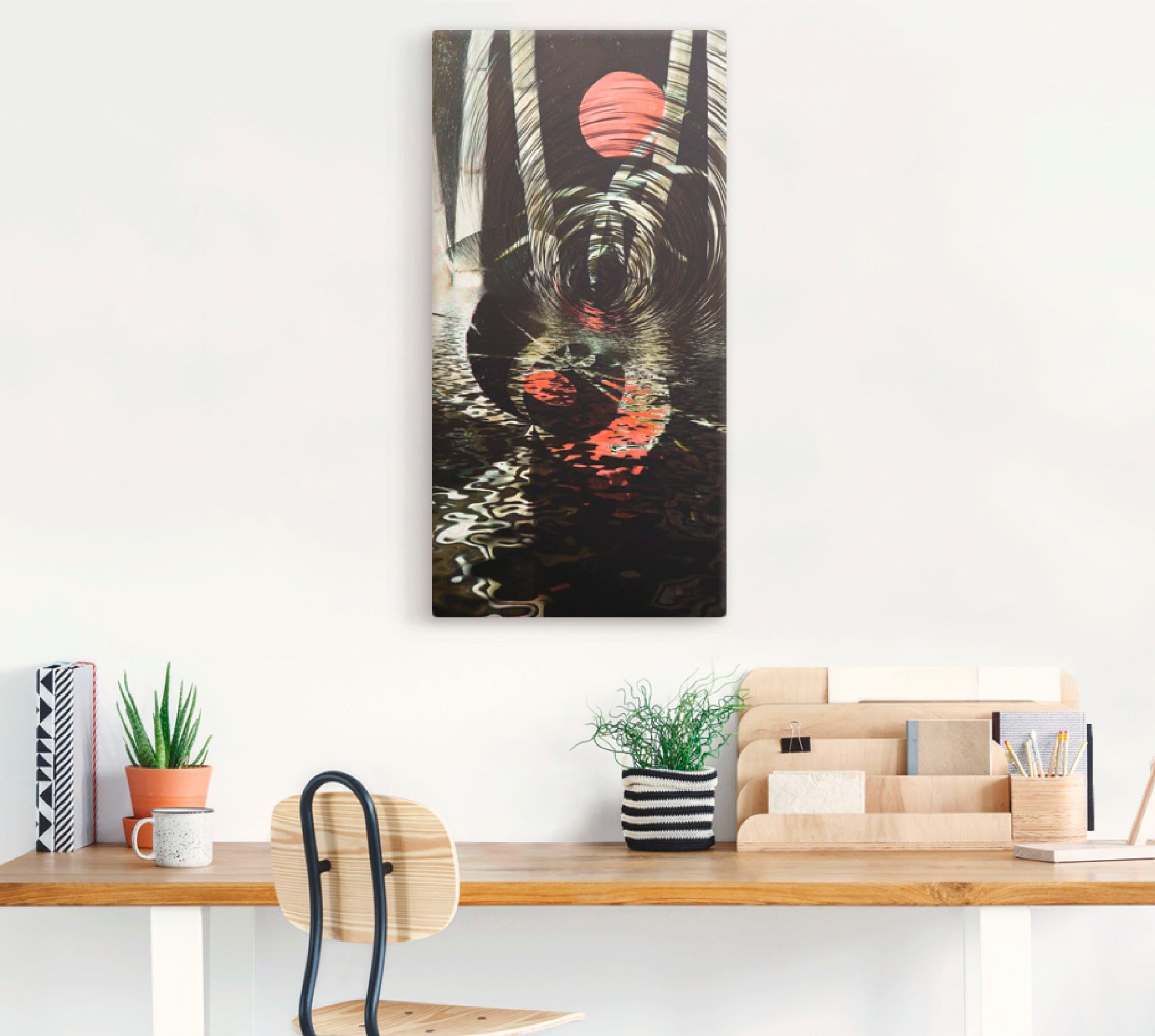oder Wandbild Größen versch. (1 Leinwandbild, in Mond Artland Poster als Landschaften Bambus, St), im Wandaufkleber Alubild, Roter