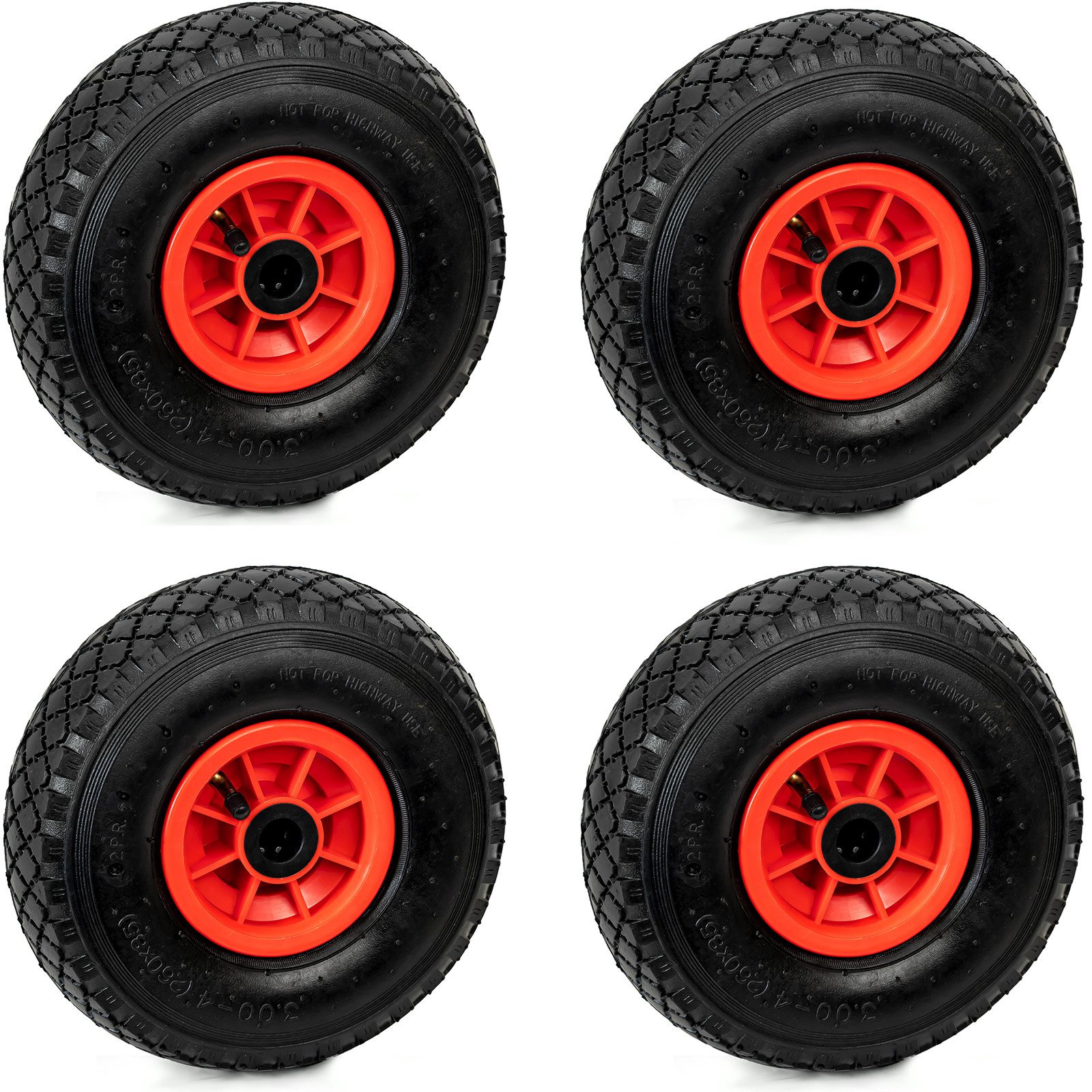 Grafner Ersatzrad 4er Set Sackkarren/Bollerwagenrad 3.00-4 PU Luftbereifung, Luftbereifung, Größe 3.00-4, Ø 26 cm