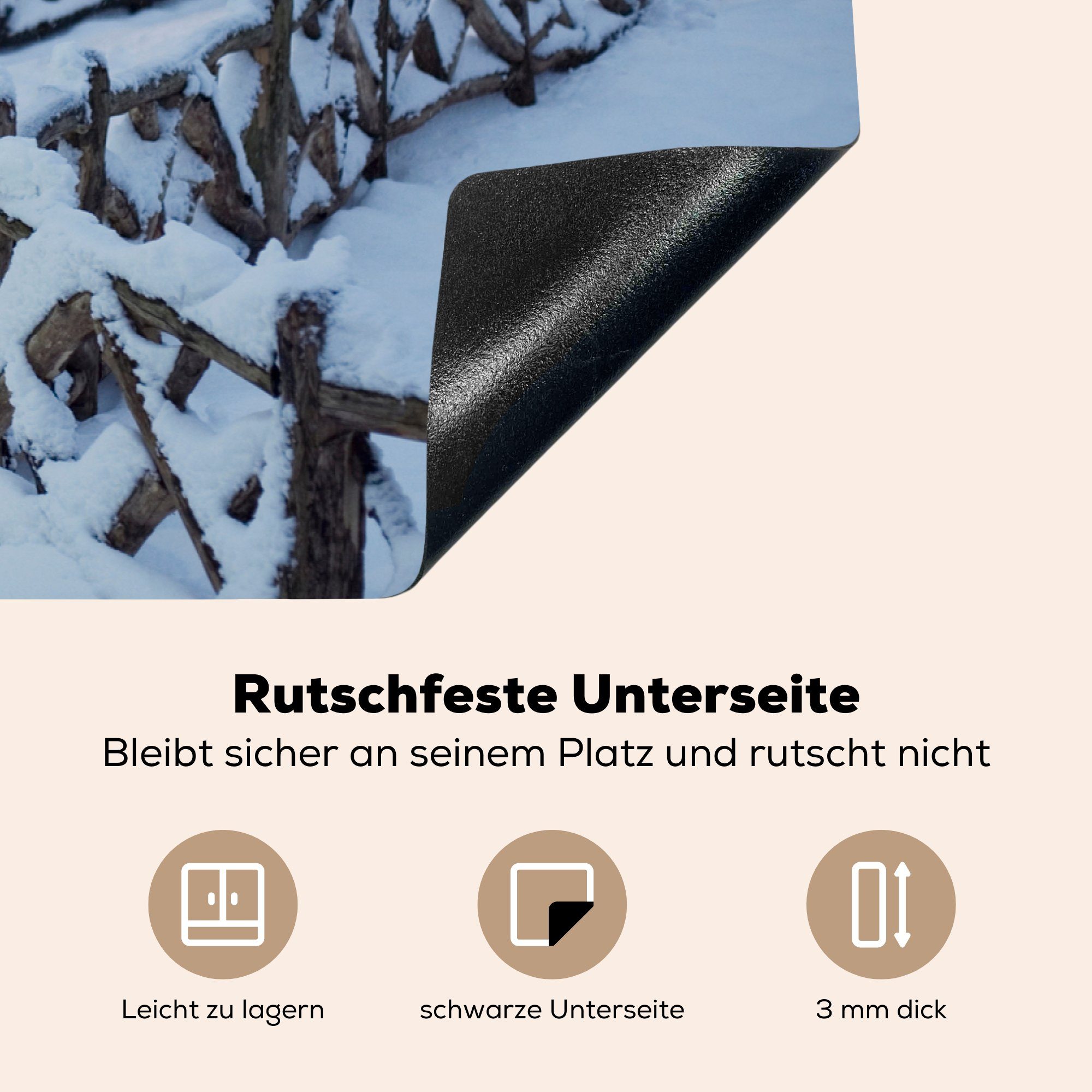 Ceranfeldabdeckung Herdblende-/Abdeckplatte York tlg), küche, New - - (1 Induktionskochfeld MuchoWow Vinyl, 81x52 für die Schnee, cm, Park Schutz Central