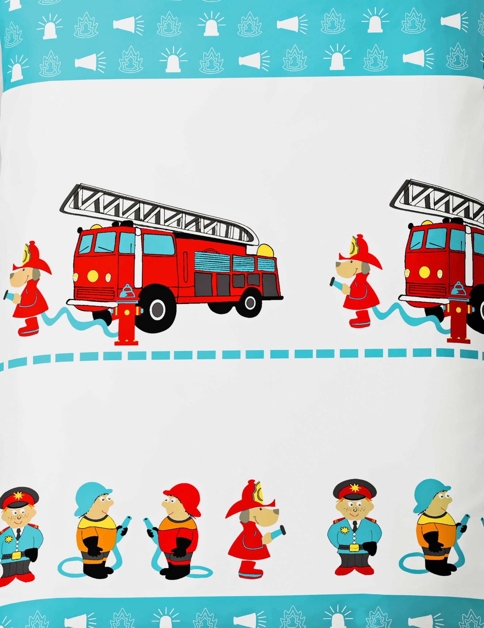 fleuresse Kinderbettwäsche 135x200cm Feuerwehrmänner im Einsatz, günstig online kaufen