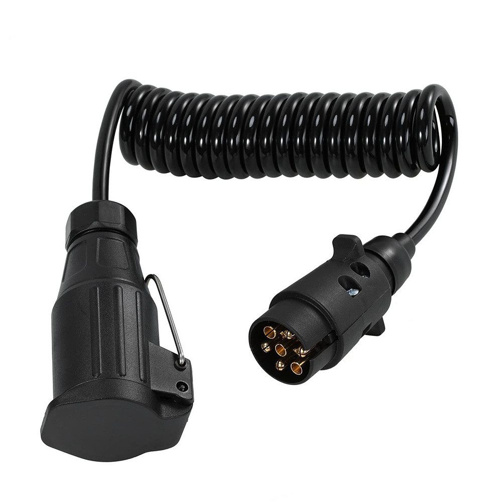 BlingBin Anhänger Адаптериkabel 13-polig auf 7-polig 2m Spiral Адаптери 13 auf 7 polig Адаптери Kabel zu Anhängerkupplung 12V, 200 cm, Robuste PVC- und Kunststoffkonstruktion für lange Lebensdauer