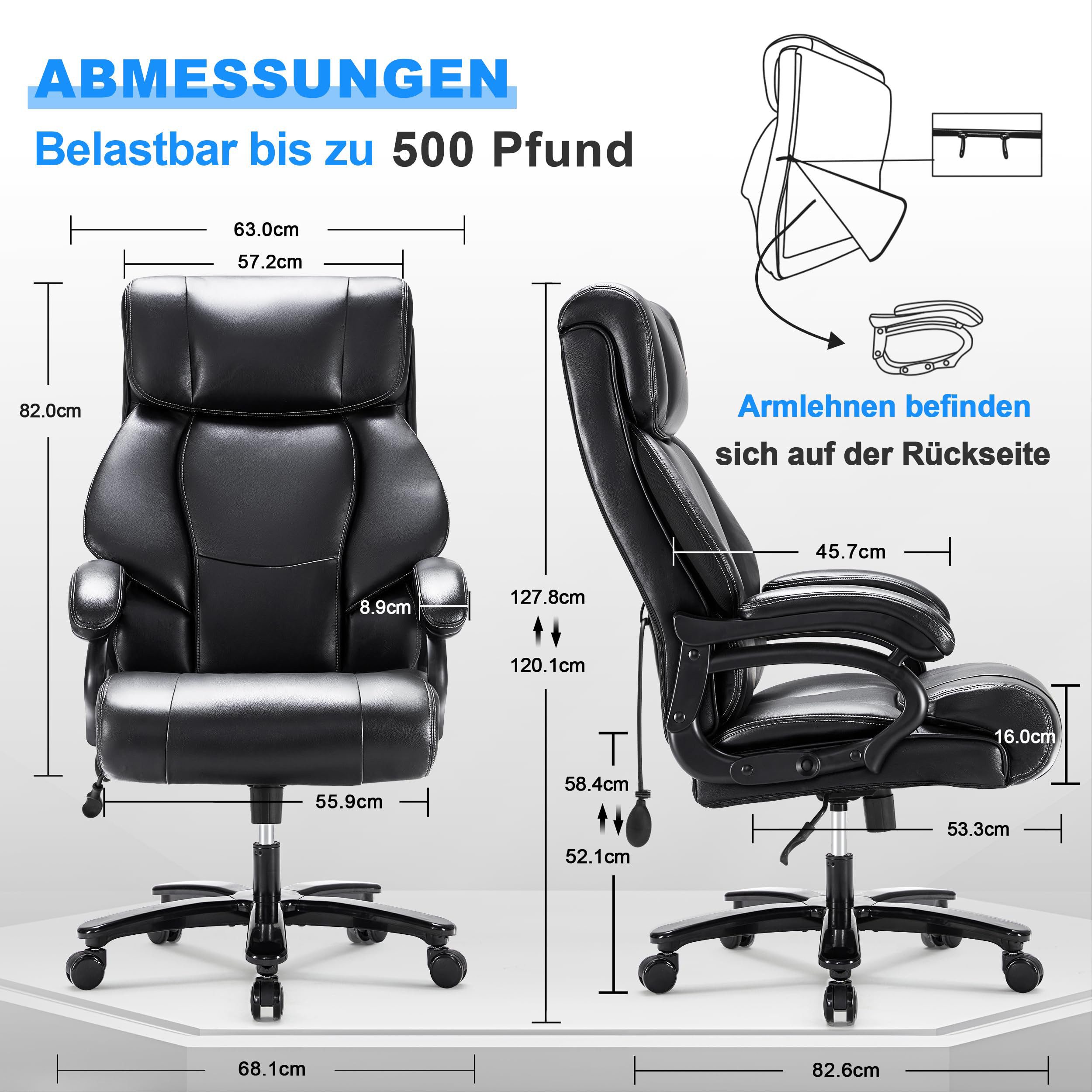 Howjoe Chefsessel Hochlehner-Schreibtischstuhl mit Lendenwirbelstütze und R günstig online kaufen