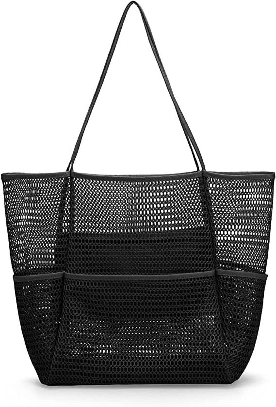 Bwecuy Strandtasche Damen Xl Familie,Badetasche, Shopper für Frauen, Netztasche Strand, Mit Reißverschluss Innentasche,Faltbare Leichte Mesh Strandtasche Korb
