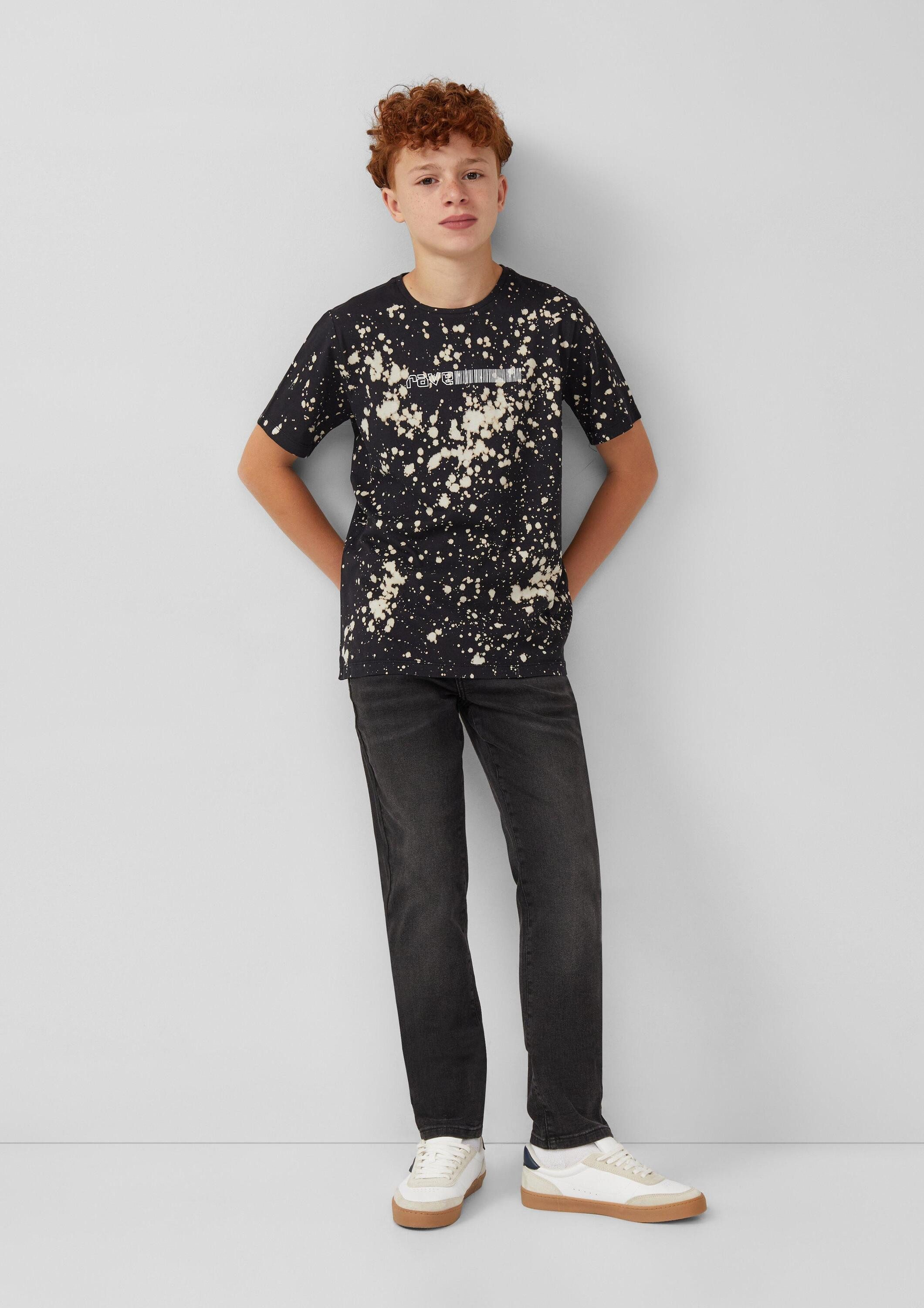 s.Oliver Kurzarmshirt T-Shirt Jersey-T-Shirt mit Garment Dye und Print