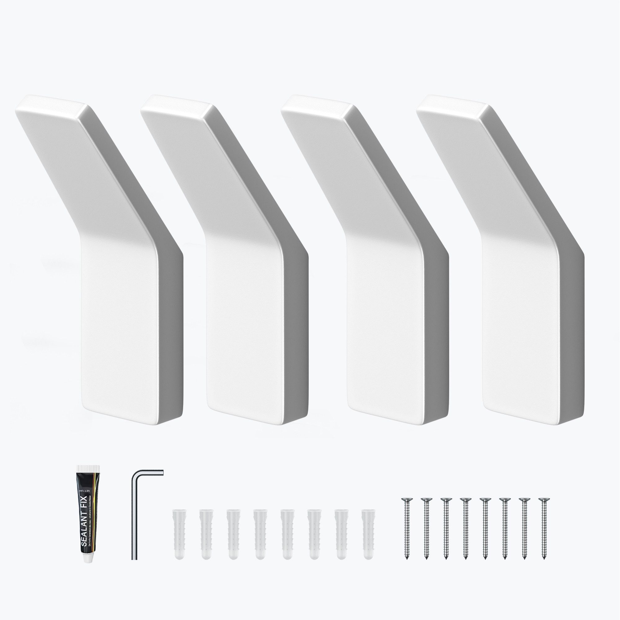 doporro Wandhaken Handtuchhaken Klebehaken aus Zinklegierung ohne Bohren Stalo-13, (4-St), 40° Wandneigung, Zinklegierung in einem Stück gegossen