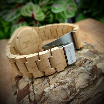 Holzwerk Quarzuhr BREISGAU Damen & Herren Epoxidharz Holz Armband Uhr, beige & türkis