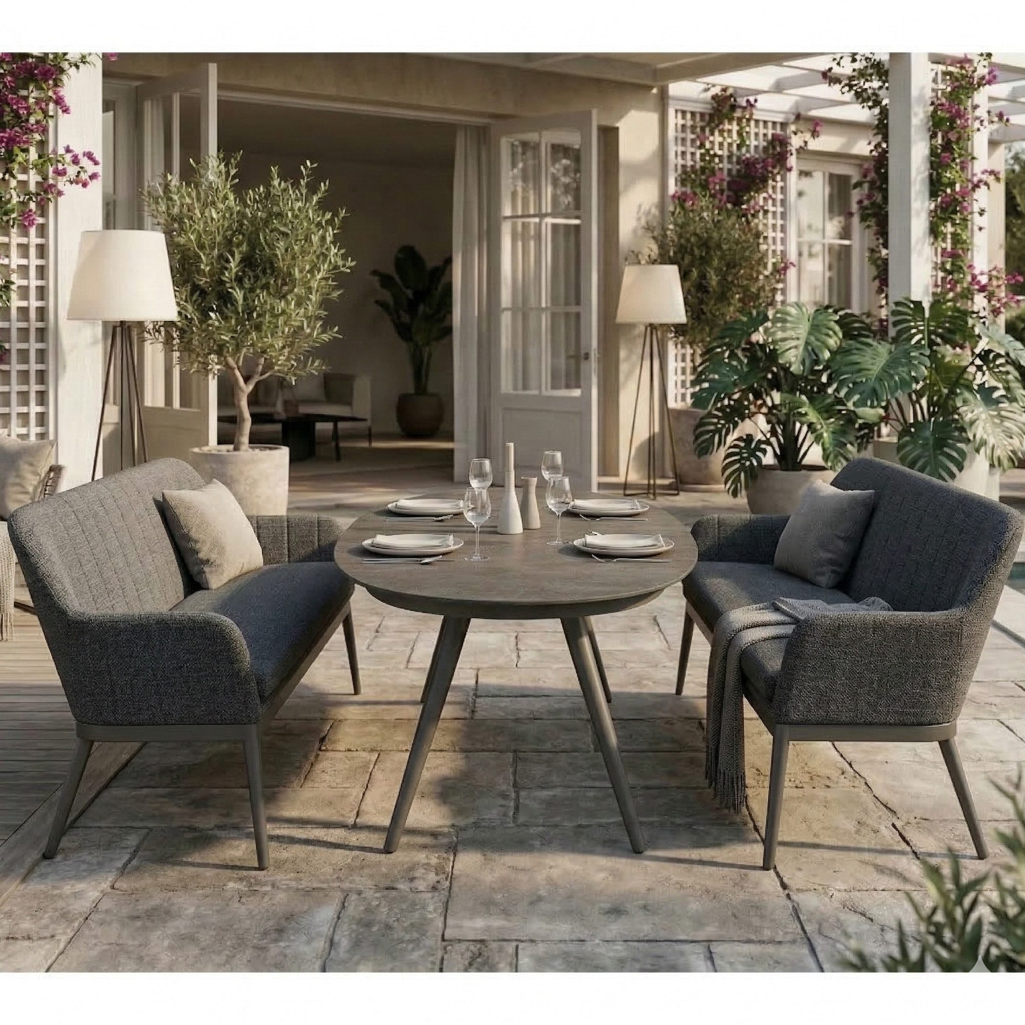 MANDALIKA Garden Garten-Essgruppe Outdoor Dining Set EVARA VELUVÉ / LIKA-TEX®