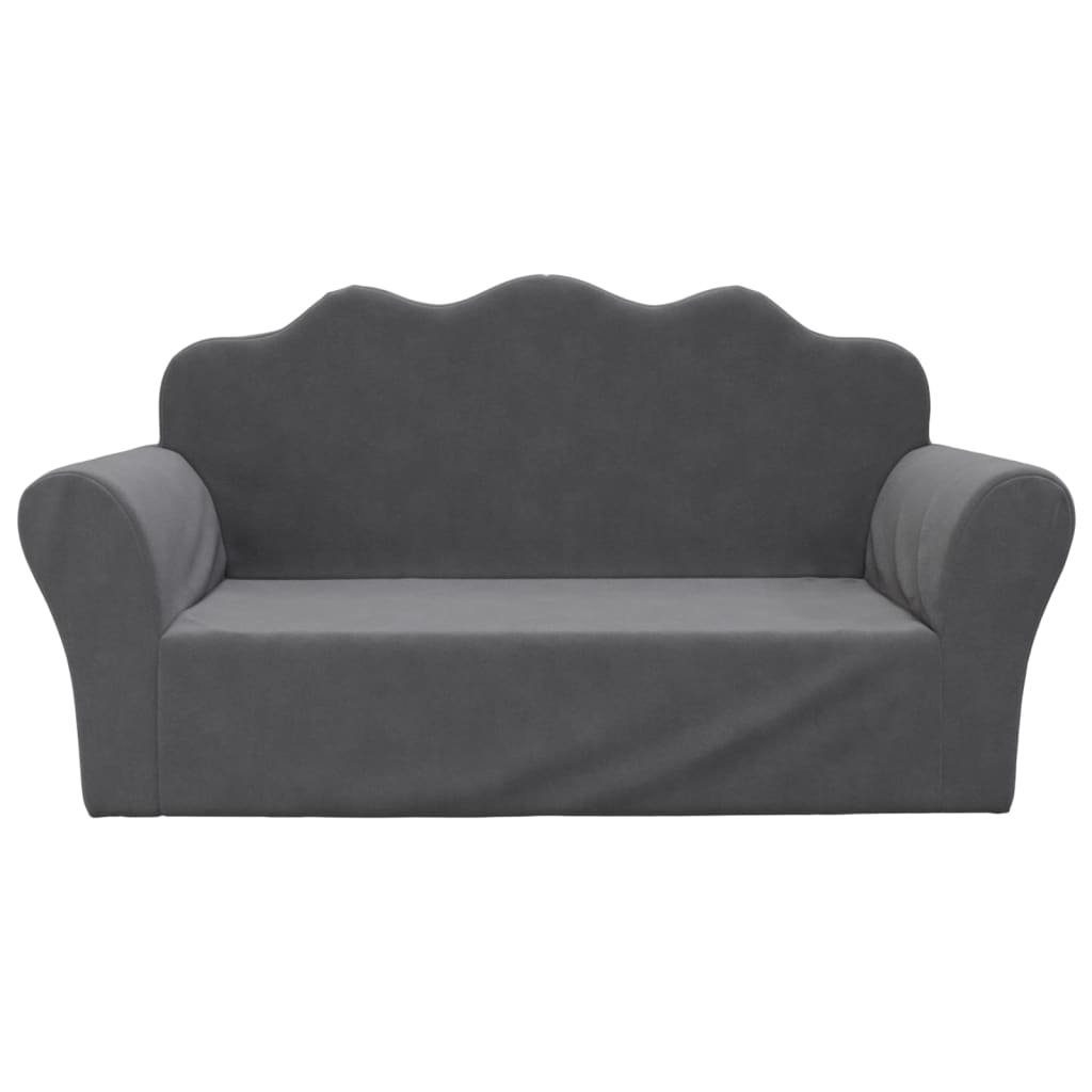 vidaXL Kindersofa Kindersofa 2-Sitzer Weich Anthrazit Couch Plüsch