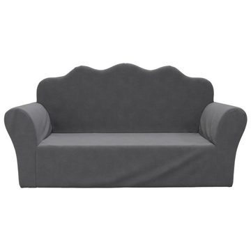 vidaXL Kindersofa Kindersofa 2-Sitzer Anthrazit Weich Plüsch Couch