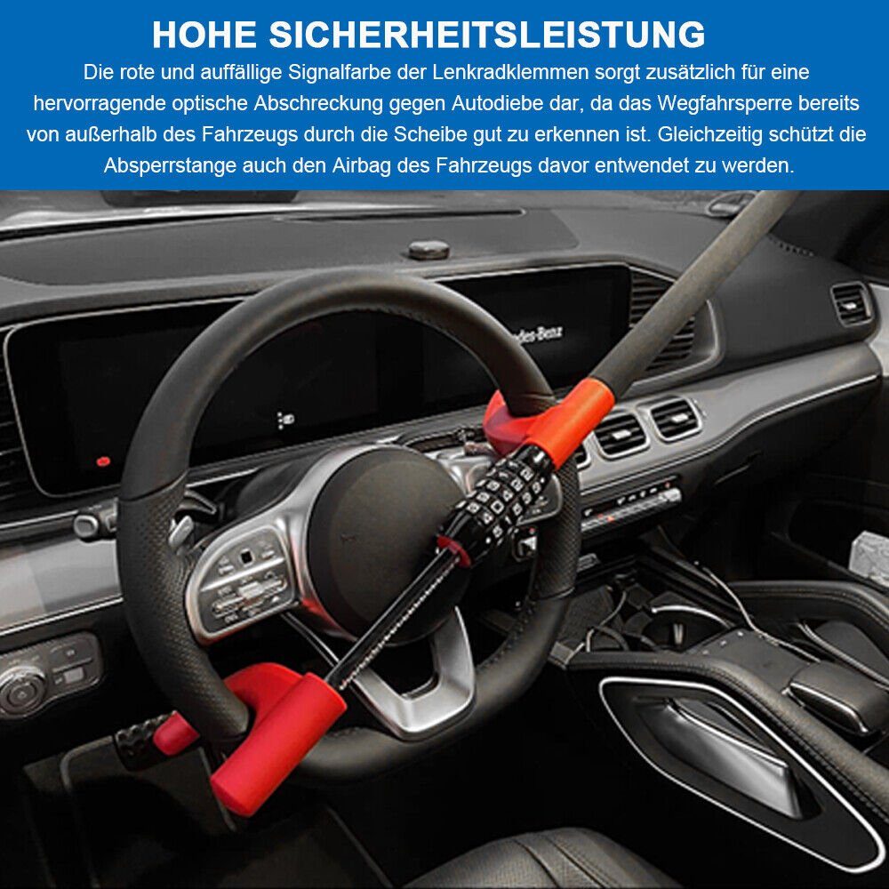 XERSEK Lenkradkralle 100.000 Gruppencode Lenkradkralle mit Zahlenschloss Lenkradschloss (Für PKW LKW KFZ AUTO, Einstellbar von 16 - 38,5cm), 5stelligem Zahlensc – Bild 5 von 5