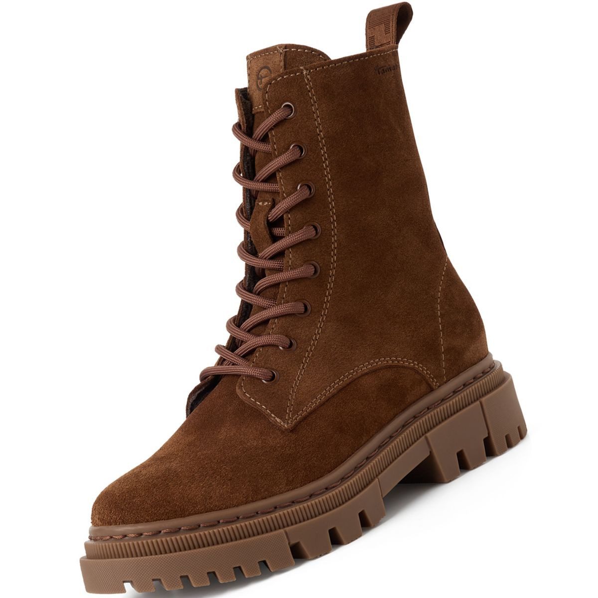Tamaris 1-25276-41/305 Stiefelette Schnürboot aus Veloursleder mit Fleecefutter
