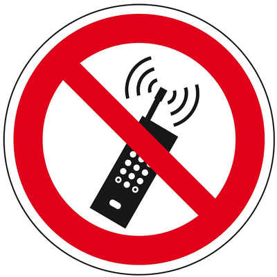 König Werbeanlagen Hinweisschild Verbotsschild Mobiltelefone verboten, ASR/ISO, Folie, Ø 50mm, 10/Bogen