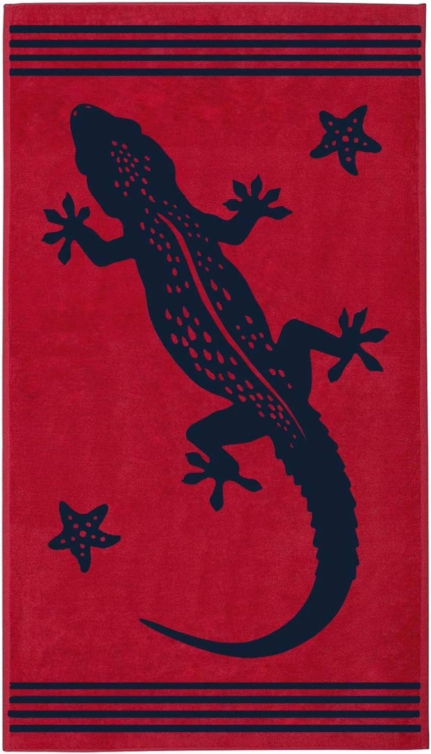 Delindo Lifestyle Strandtuch Tropical GECKO, XXL Strandlaken aus 100% ägyptischer Baumwolle, (1-St), Jacquard-gewebtes Motiv