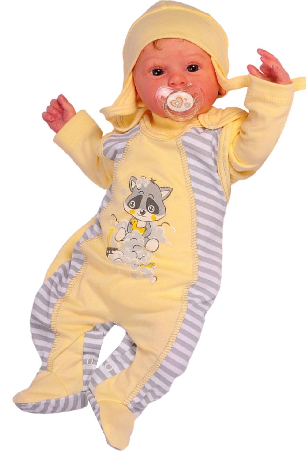 Strampler, Jäckchen & Mütze Baby Anzug Stramplerhose Hemdchen Mützchen neutal Erstlingsset